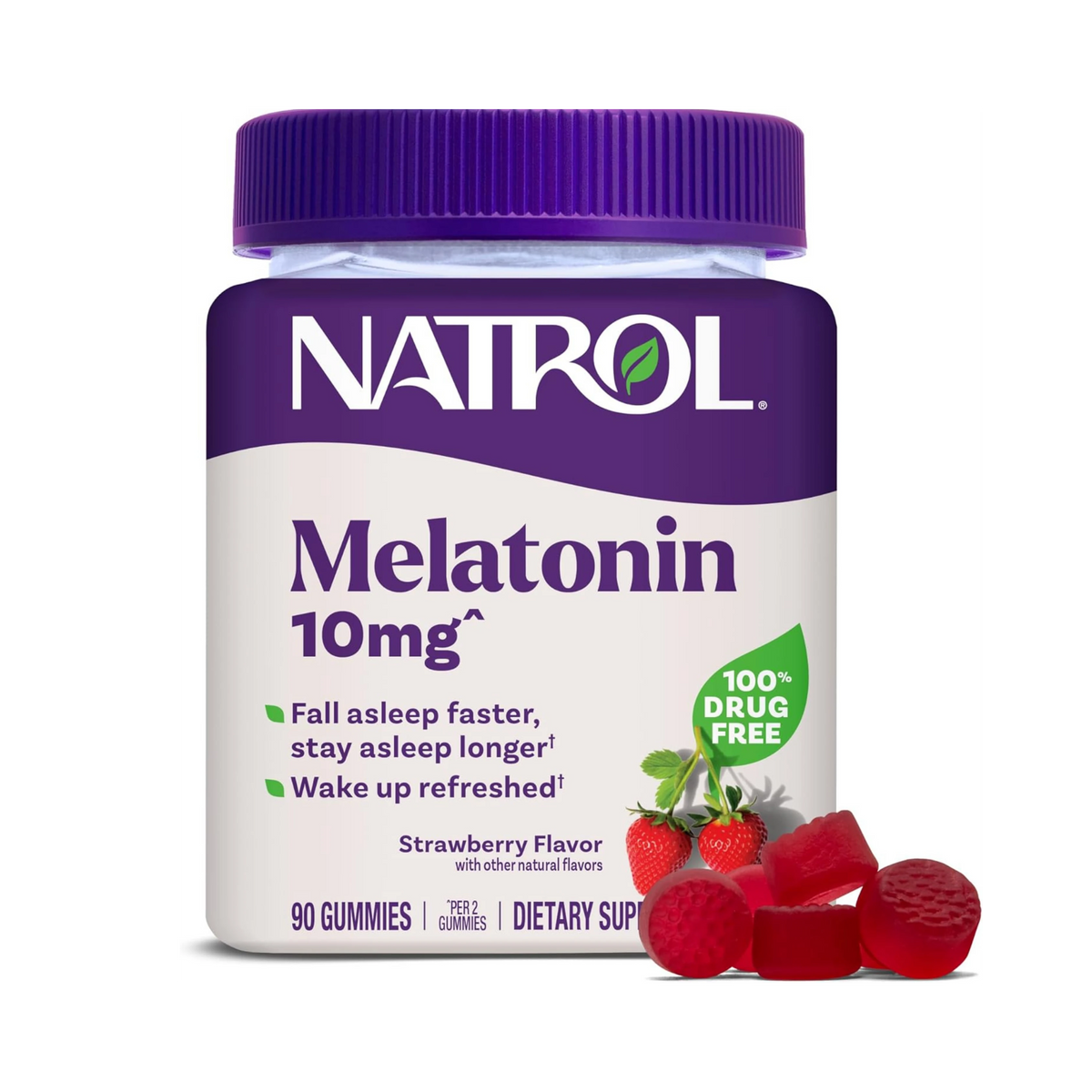 Natrol, Melatonin, Strawberry-Flavored, 10mg, 90 Gummies