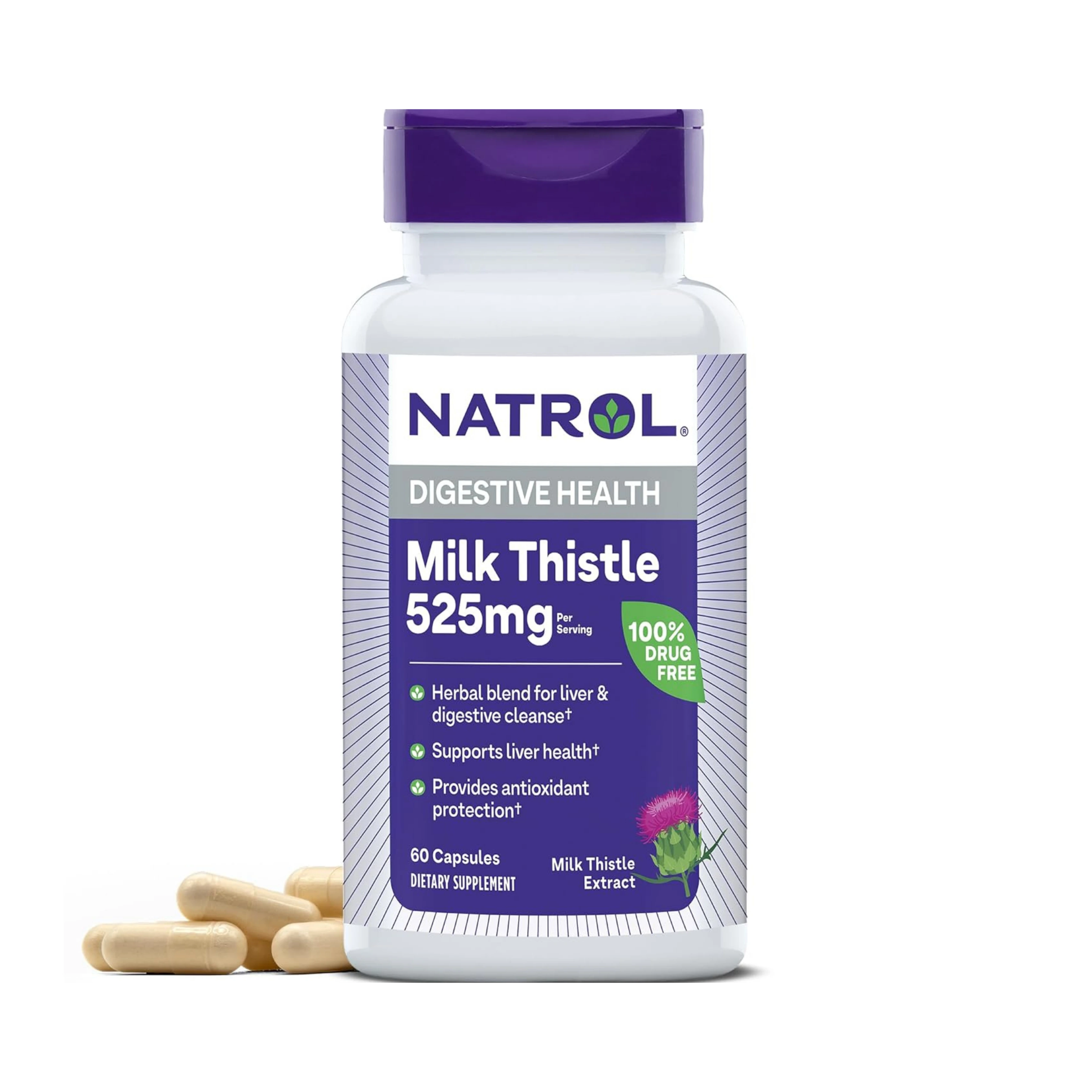 Natrol, Milk Thistle Advantage, 525 mg, 60 Veggie Capsules
