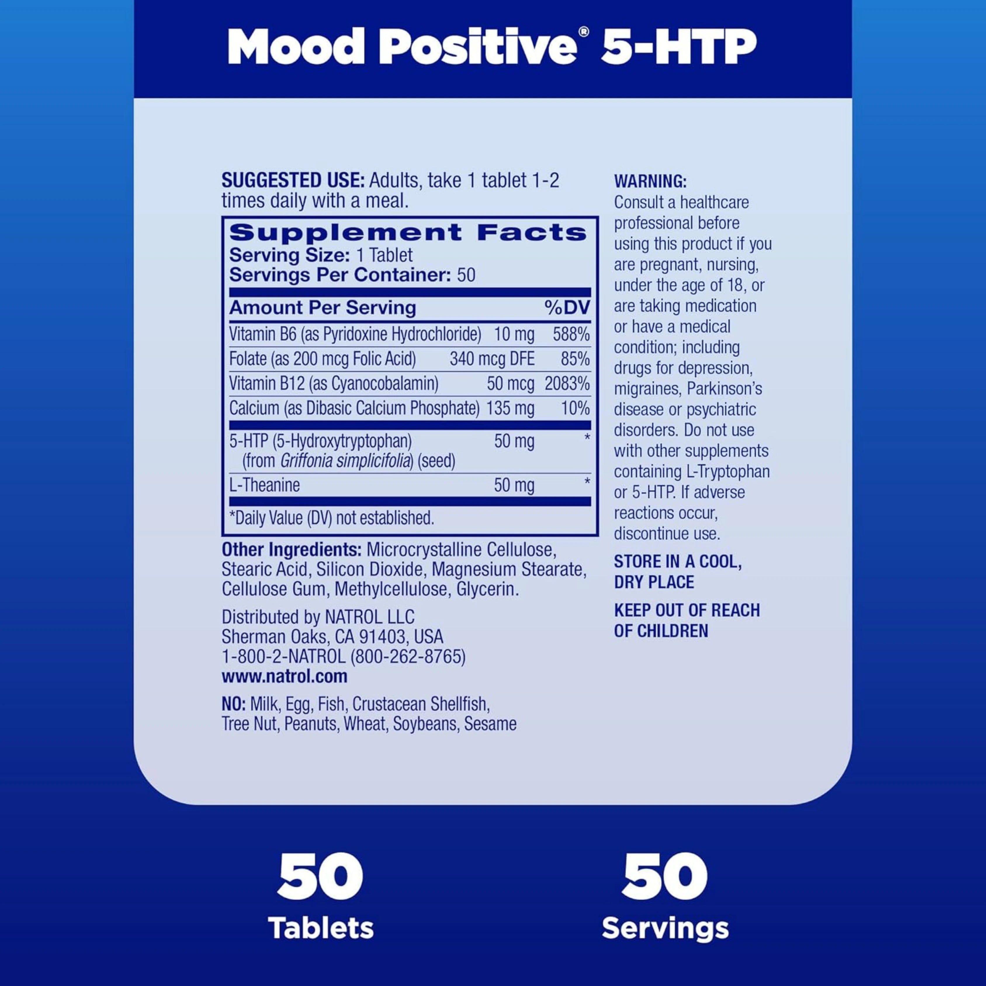 Natrol, Mood Positive 5-HTP, 50 Tablets