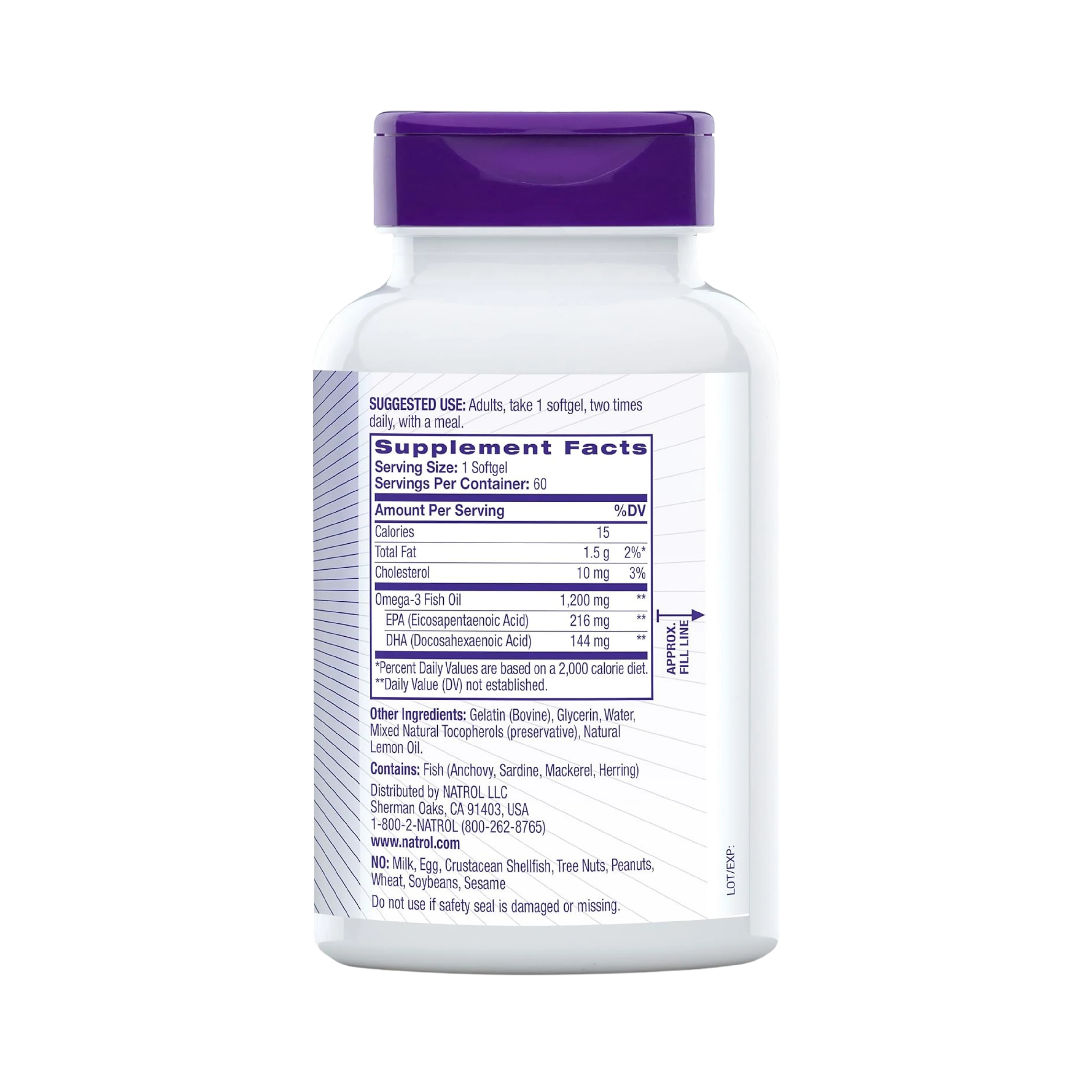 Natrol, Omega-3, 1200 mg Fish Oil, 60 Softgels