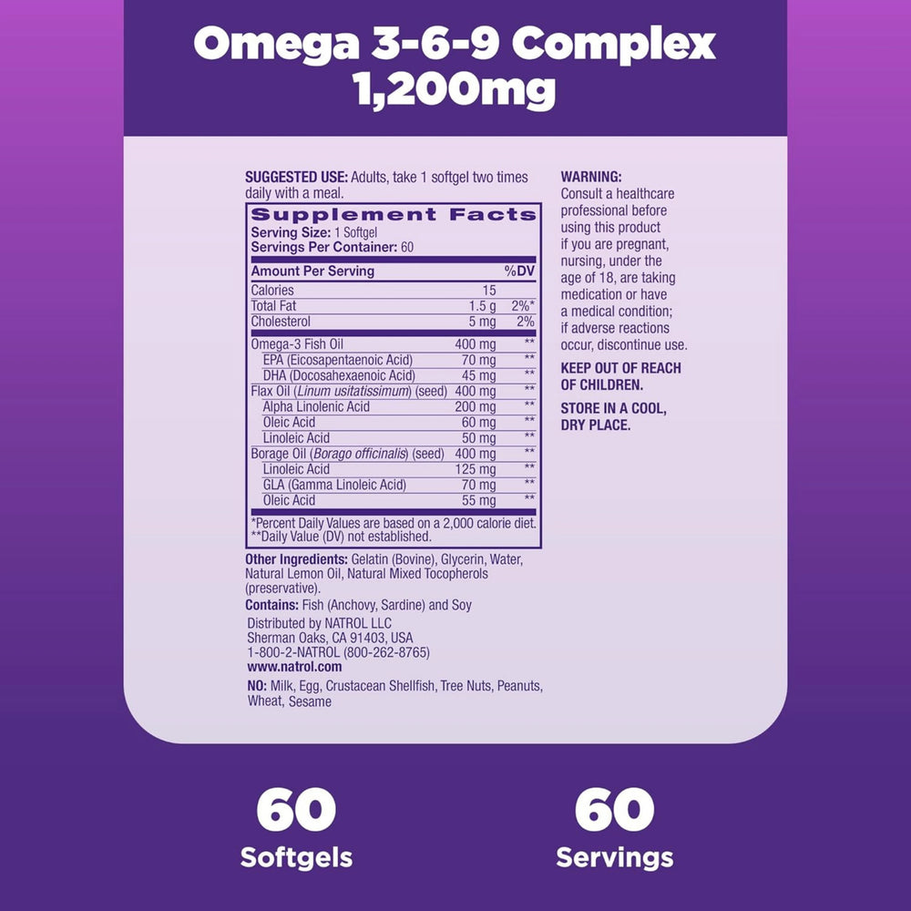 Natrol, Omega 3-6-9 Complex, 60 Softgels
