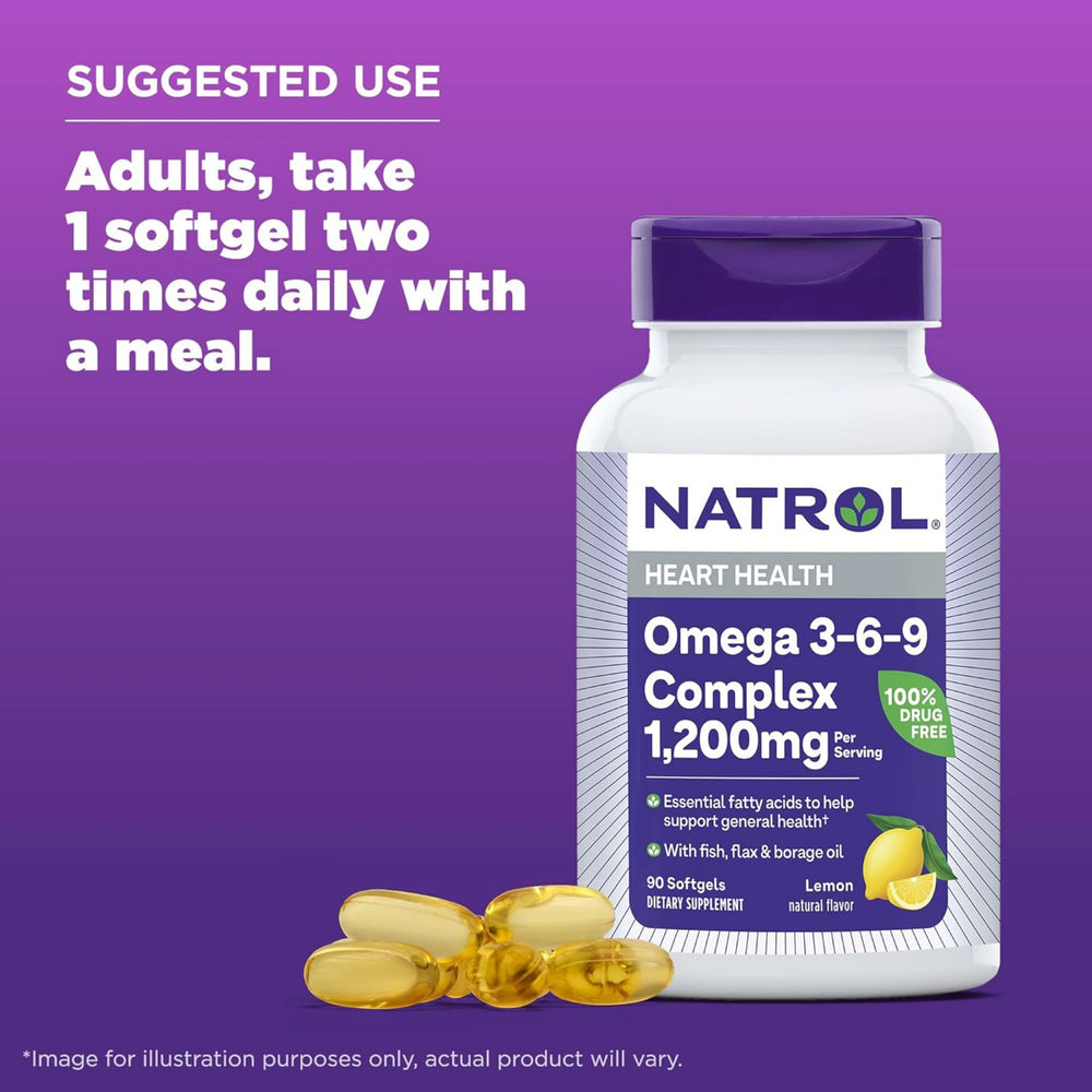 Natrol,  Omega 3-6-9 Complex, Lemon Flavor 1,200 Mg, 90 Softgels