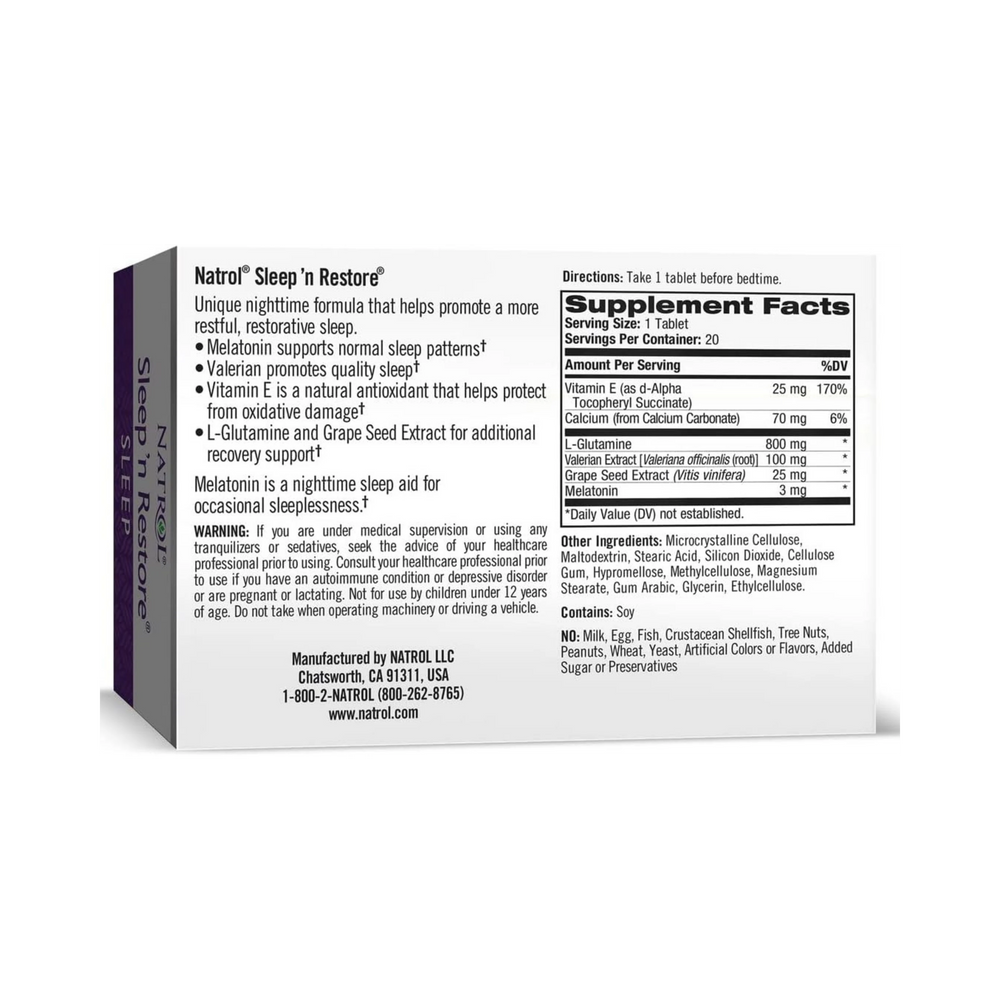 Natrol, Sleep N Restore, 20 Tablets
