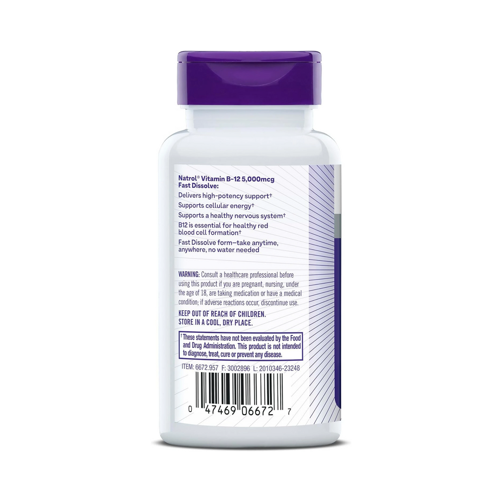 Natrol, Vitamin B12 5,000 mcg, Fast Dissolve, 100 Tablets