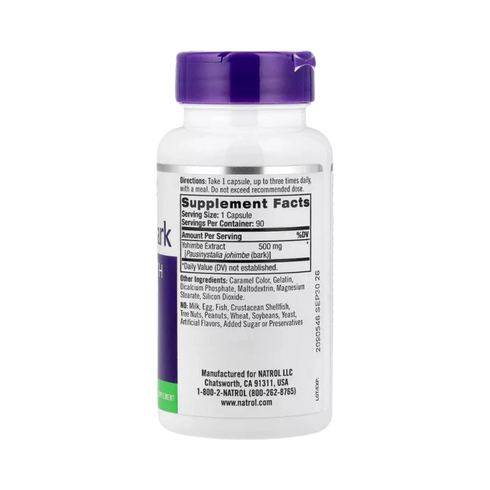 Natrol, Yohimbe Bark, 500 mg, 90 Capsules