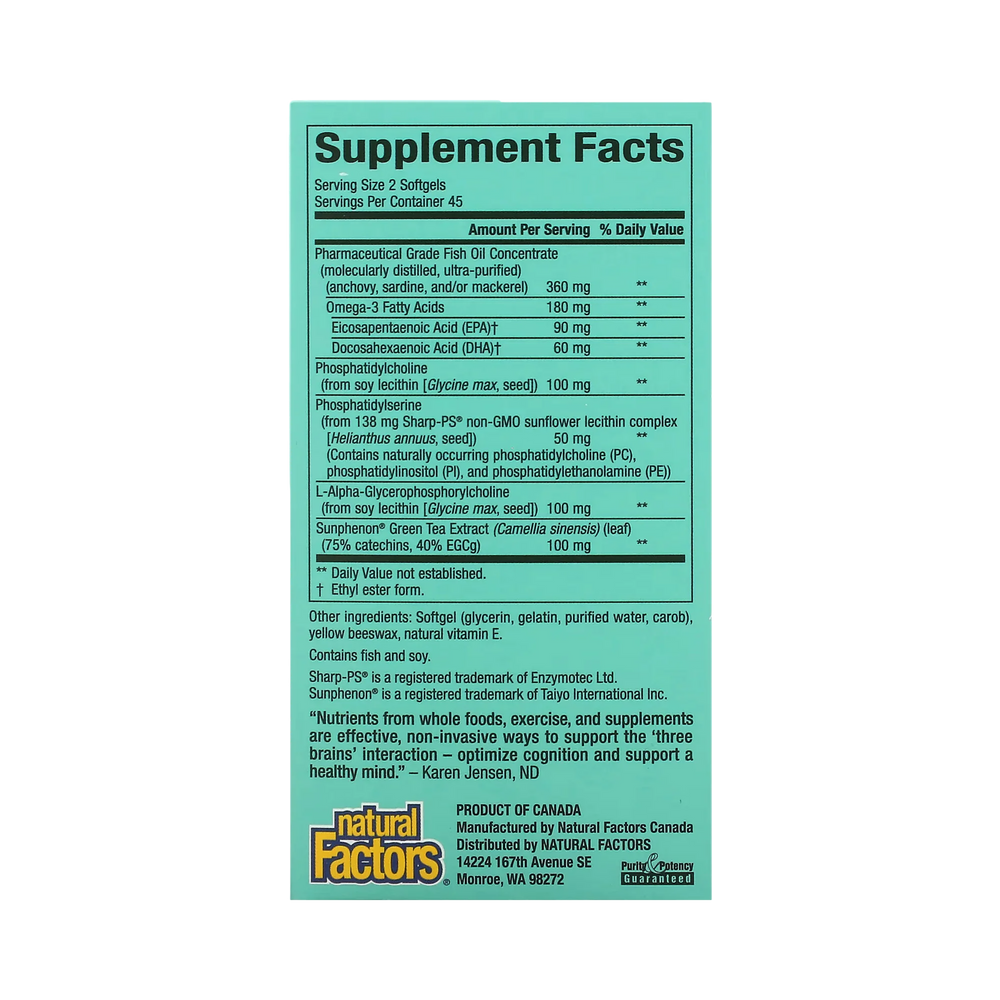 Natural Factors, 3 Brains, Higher Thoughts, 90 Softgels