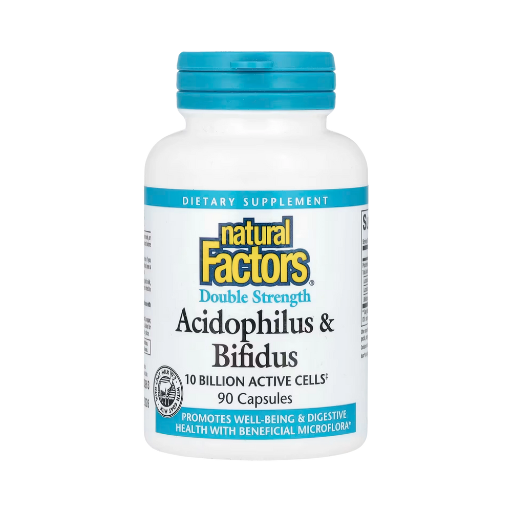 Natural Factors, Acidophilus & Bifidus, Double Strength, 10 Billion CFU, 90 Capsules