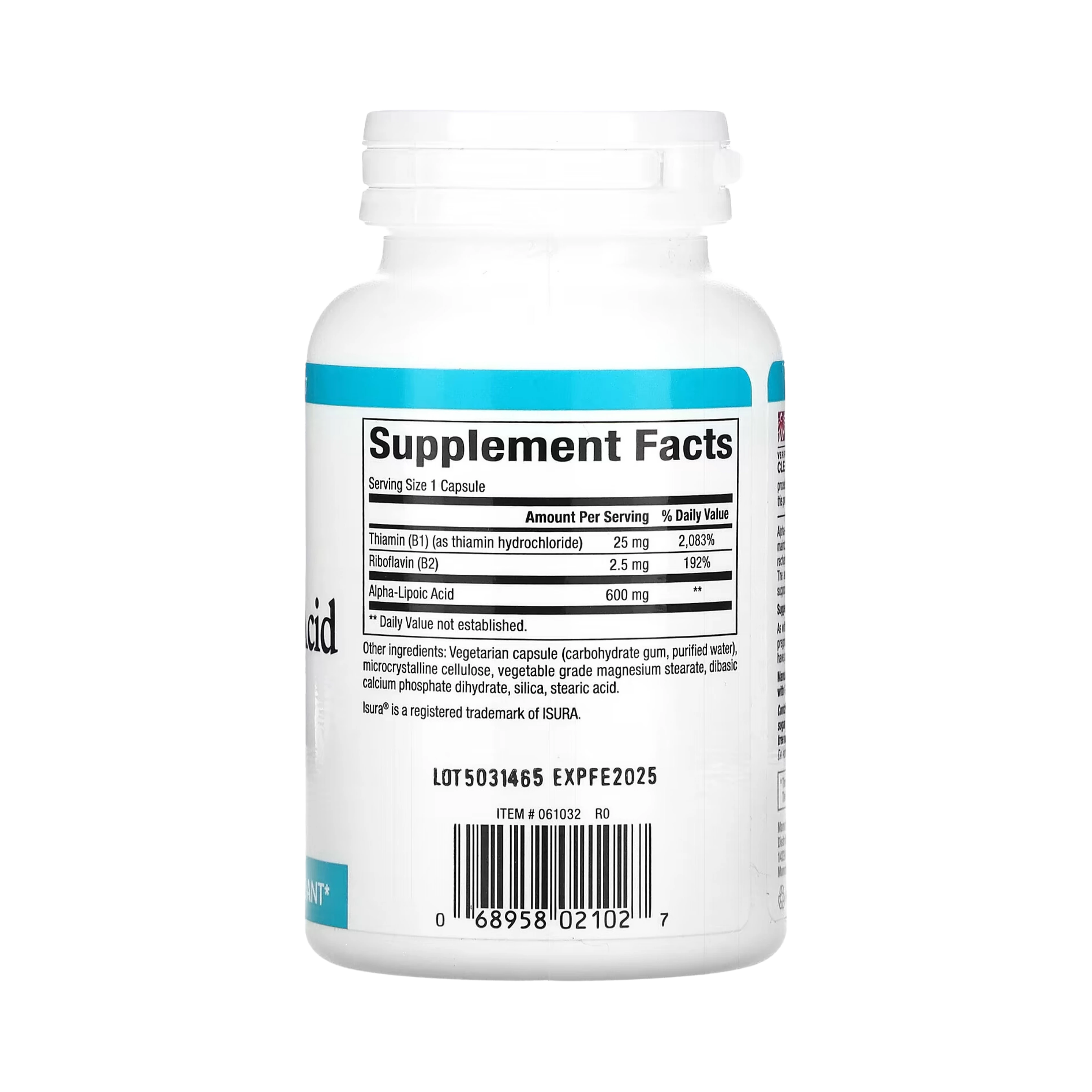 Natural Factors, Alpha-Lipoic Acid with B1 & B2, 600 Mg, 60 Vegetarian Capsules