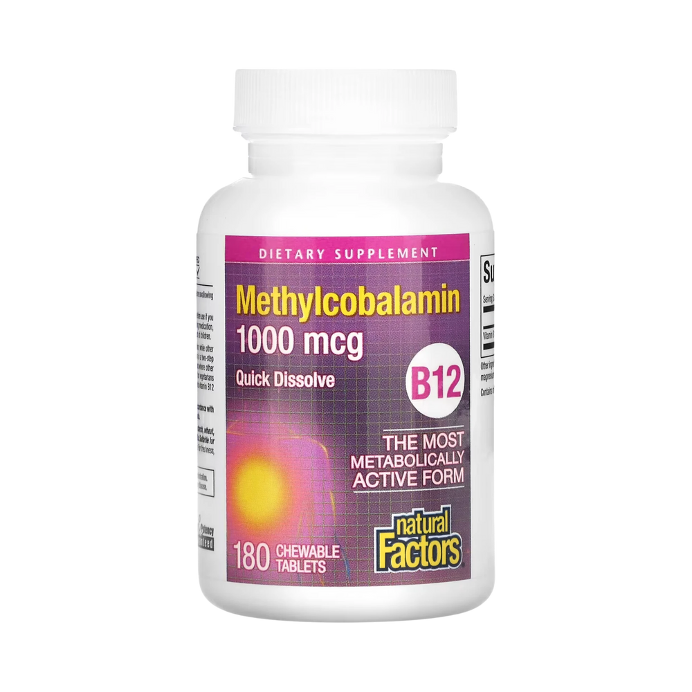 Natural Factors, B12, Methylcobalamin, 1,000 mcg, 180 Chewable Tablets