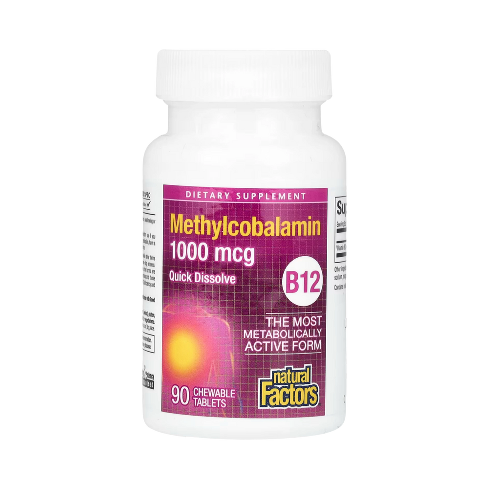 Natural Factors, B12, Methylcobalamin, 1,000 Mcg, 90 Chewable Tablets