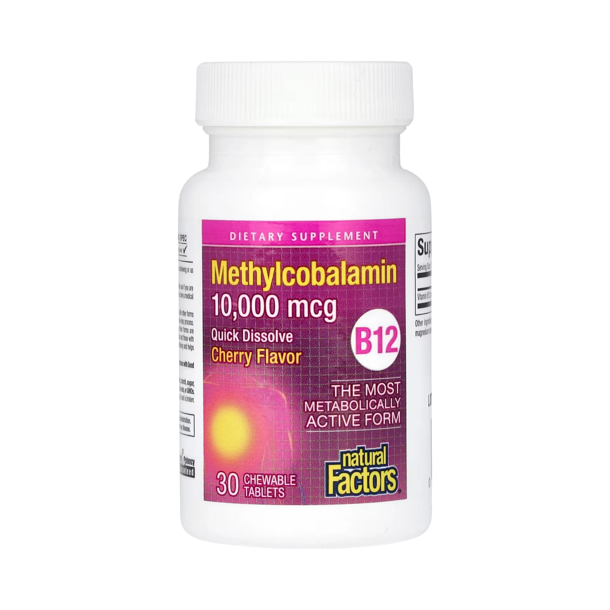 Natural Factors, B12 Methylcobalamin, Cherry, 10,000 mcg, 30 Chewable Tablets