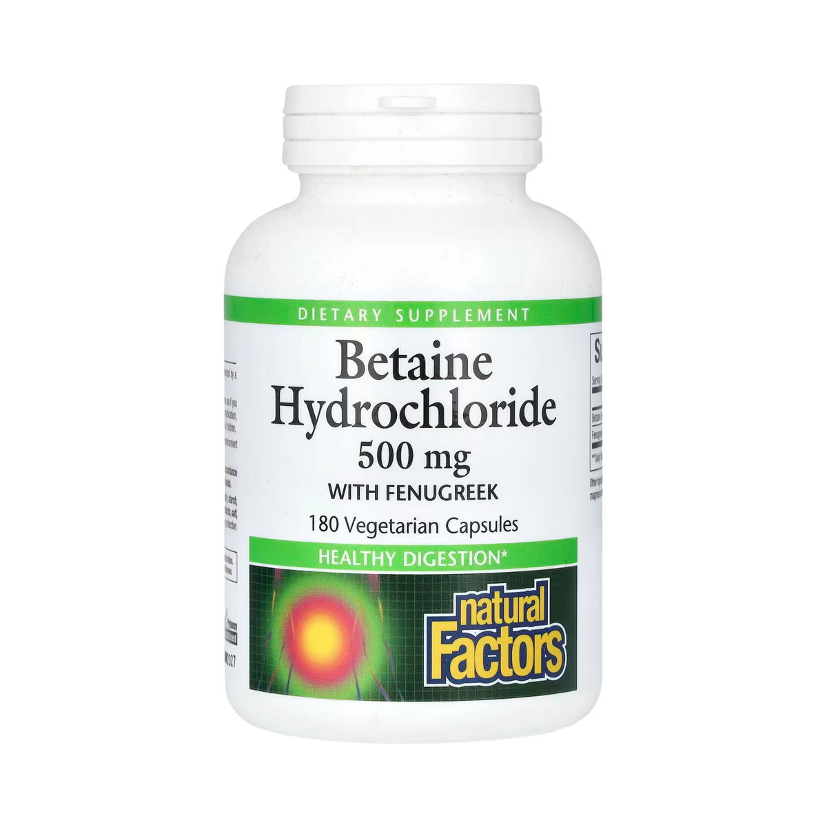 Natural Factors, Betaine Hydrochloride with Fenugreek, 500 Mg, 180 Vegetarian Capsules