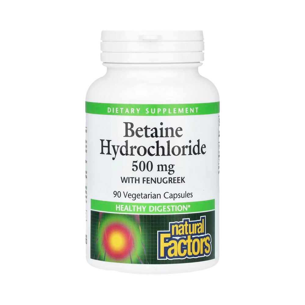 Natural Factors, Betaine Hydrochloride with Fenugreek, 500 Mg, 90 Vegetarian Capsules