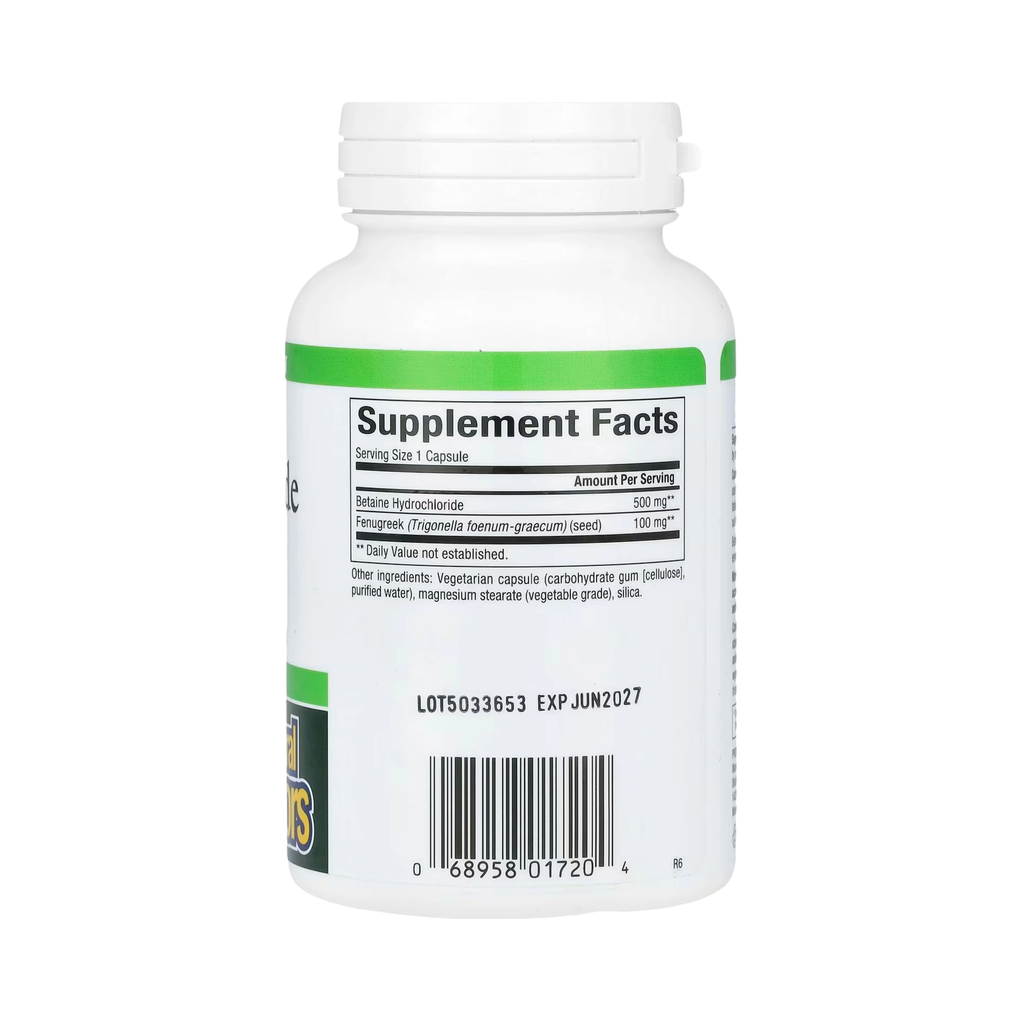 Natural Factors, Betaine Hydrochloride with Fenugreek, 500 Mg, 90 Vegetarian Capsules