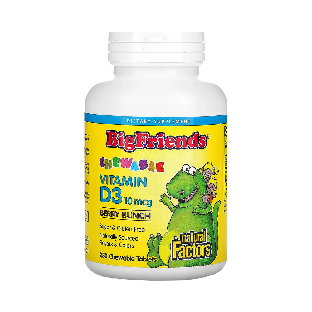 Natural Factors, Big Friends, Chewable Vitamin D3, Berry Bunch, 10 Mcg, 250 Chewable Tablets
