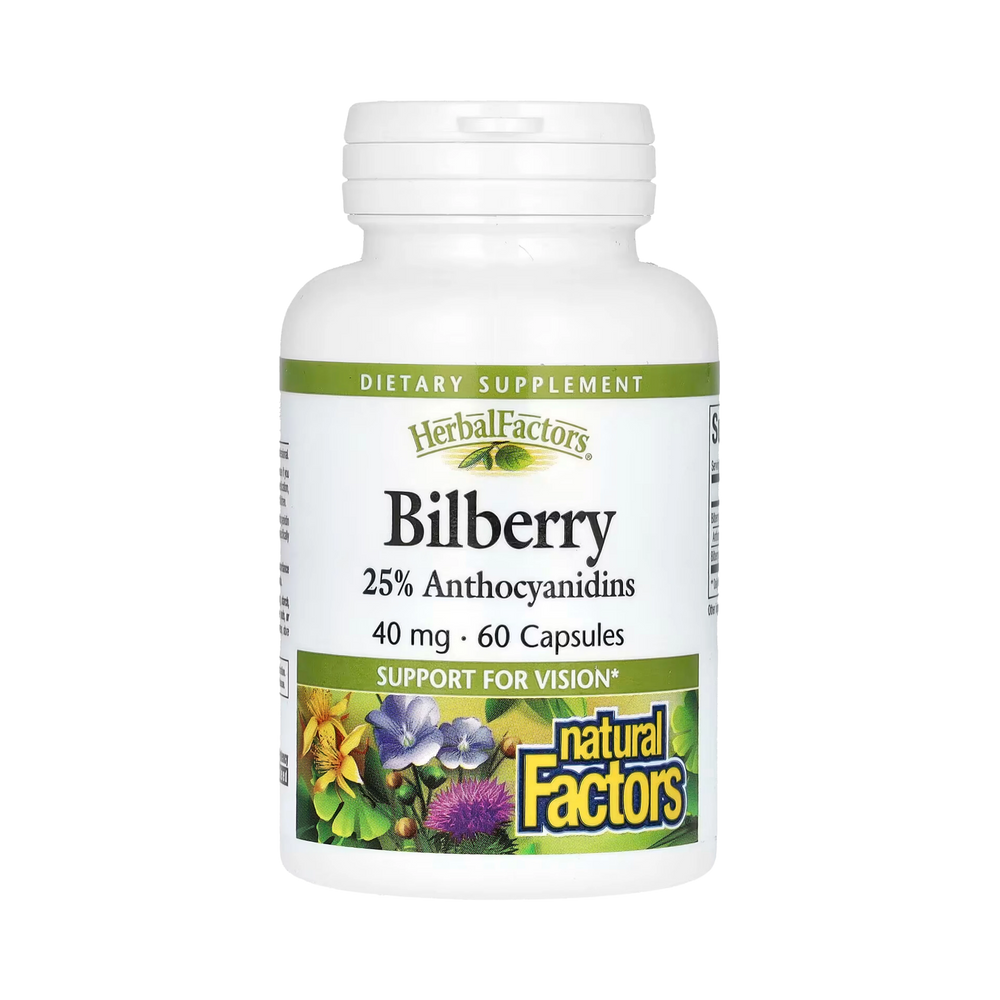 Natural Factors, Bilberry, 40 Mg, 60 Capsules