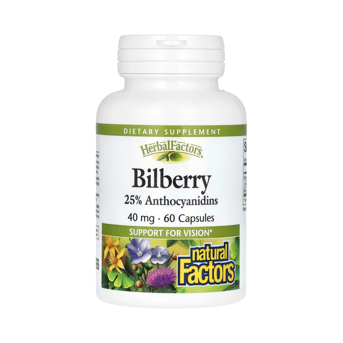Natural Factors, Bilberry, 40 Mg, 60 Capsules