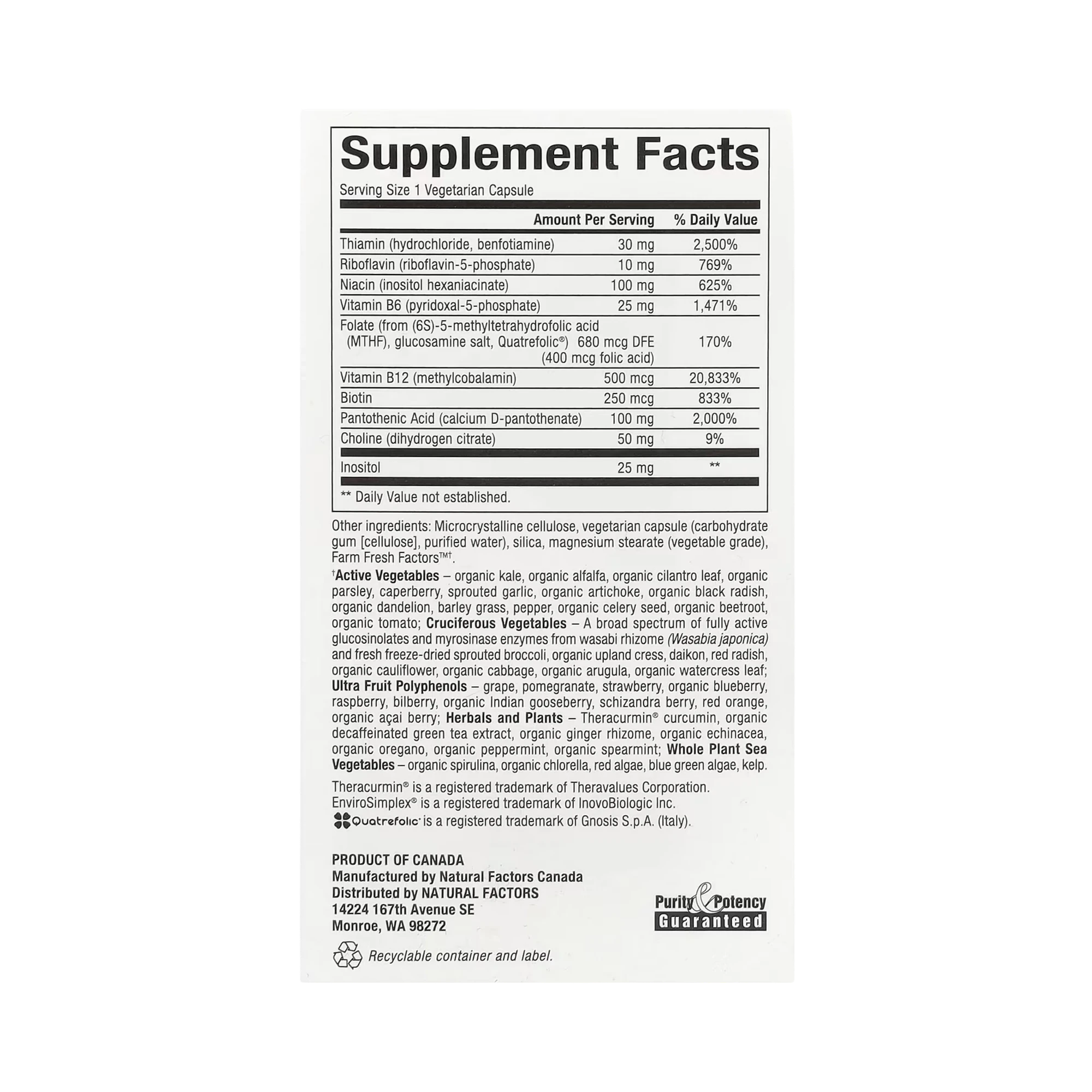 Natural Factors, BioCoenzymated, Active B Complex, 60 Vegetarian Capsules