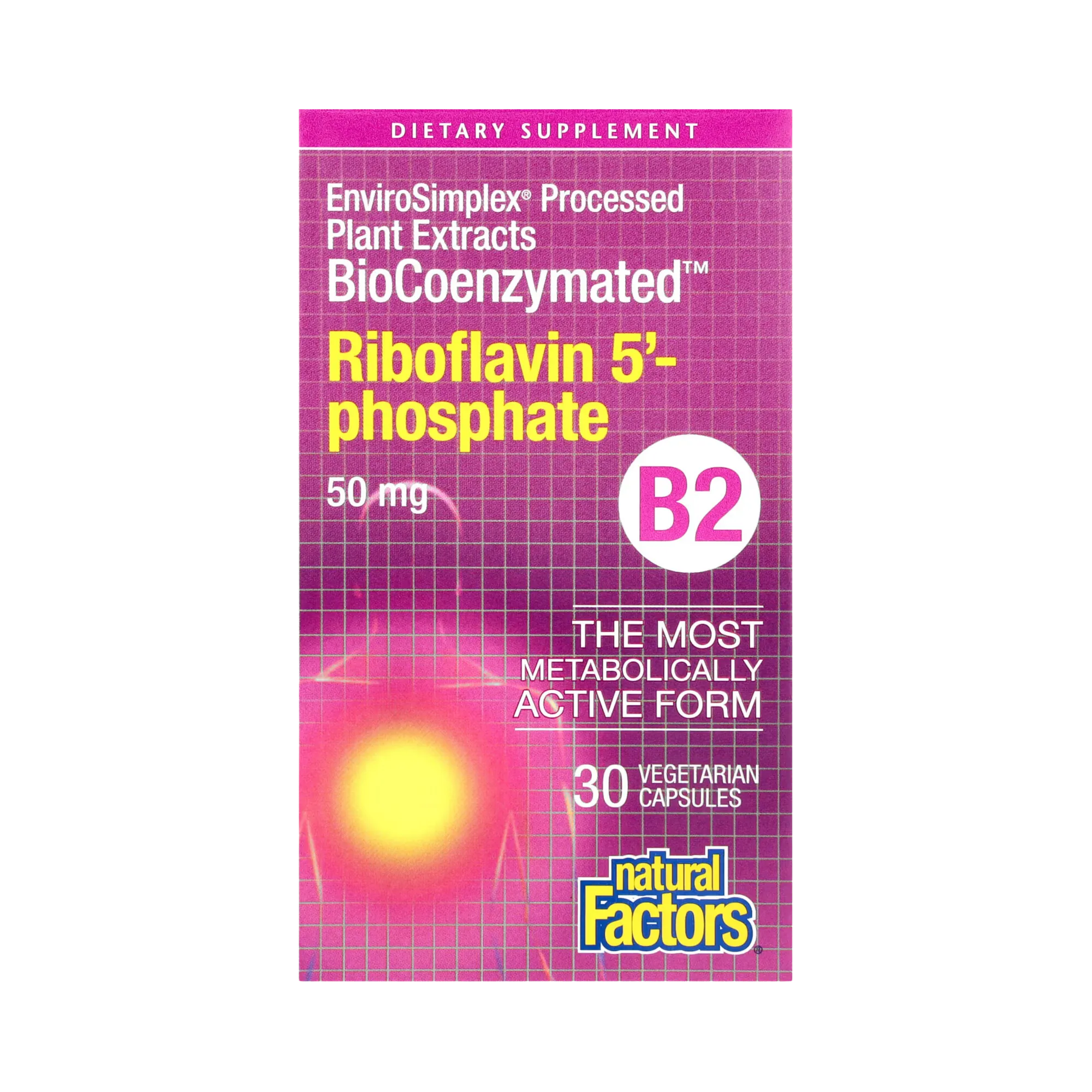 Natural Factors, BioCoenzymated, B2, Riboflavin 5', Phosphate, 50 Mg, 30 Vegetarian Capsules