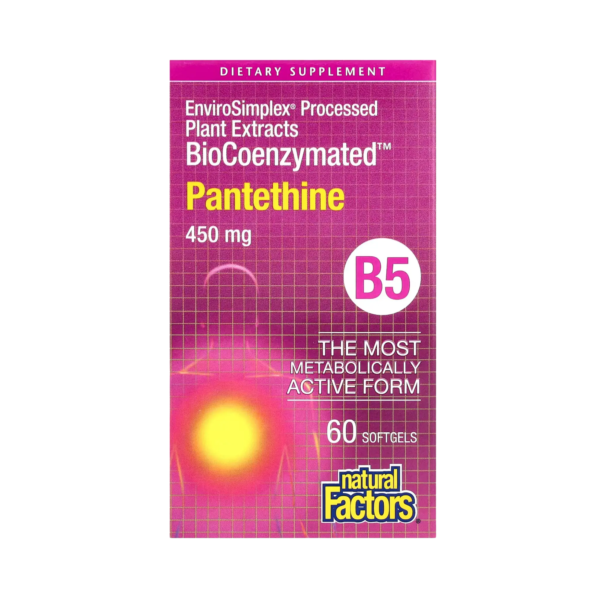 Natural Factors, BioCoenzymated, B5, Pantethine, 450 Mg, 60 Softgels
