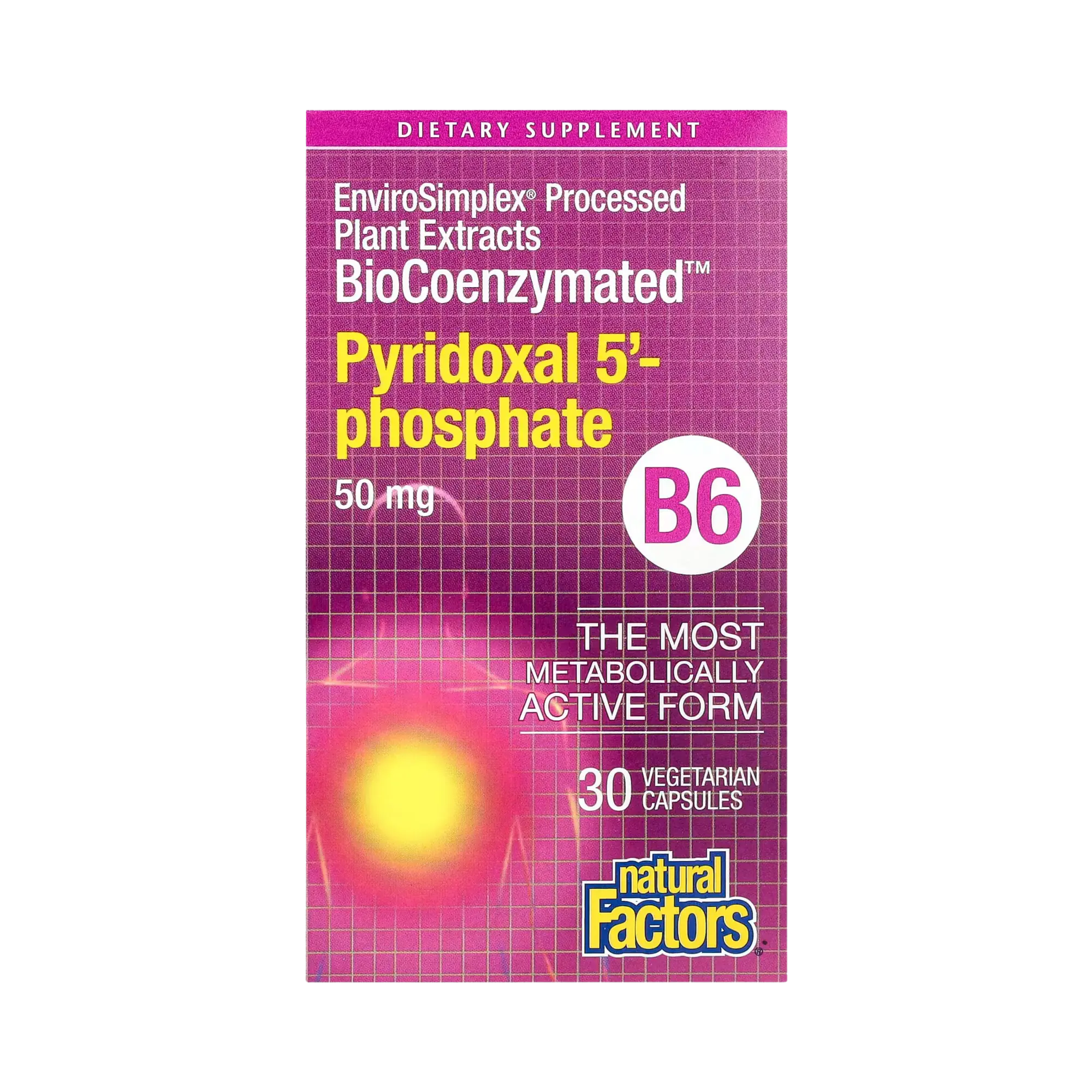 Natural Factors, BioCoenzymated, B6, Pyridoxal 5', Phosphate, 50 Mg, 30 Vegetarian Capsules