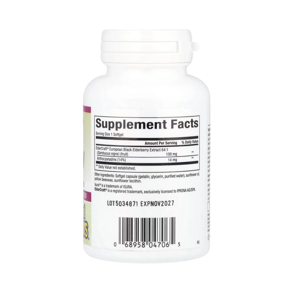 Natural Factors, Black Elderberry, 100 Mg, 60 Fast-Acting Softgels