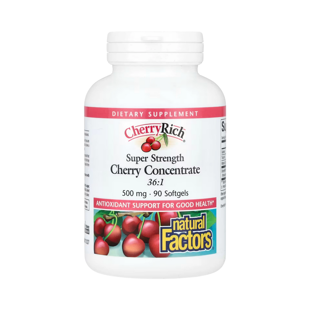 Natural Factors, Cherry Rich, Super Strength Cherry Concentrate, 500 Mg, 90 Softgels