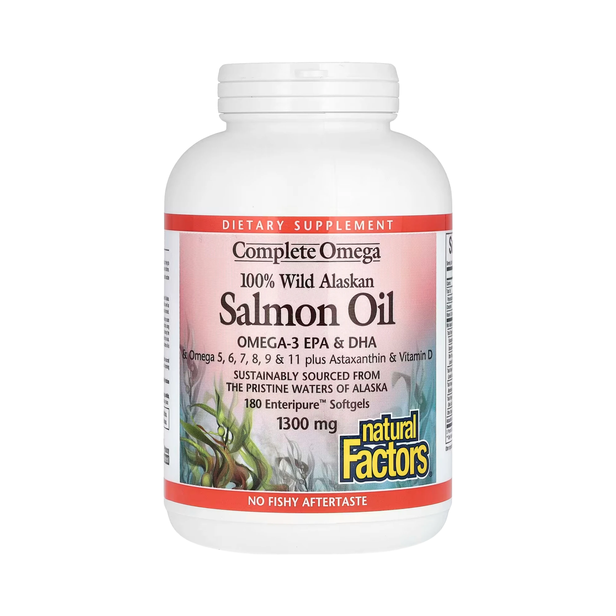 Natural Factors, Complete Omega, 100% Wild Alaskan Salmon Oil, 1,300 Mg, 180 Enteripure Softgels