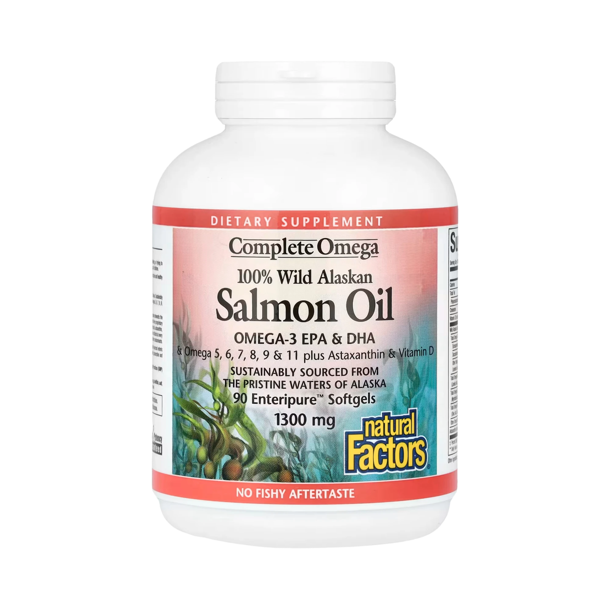 Natural Factors, Complete Omega, 100% Wild Alaskan Salmon Oil, 1,300 Mg, 90 Enteripure Softgels