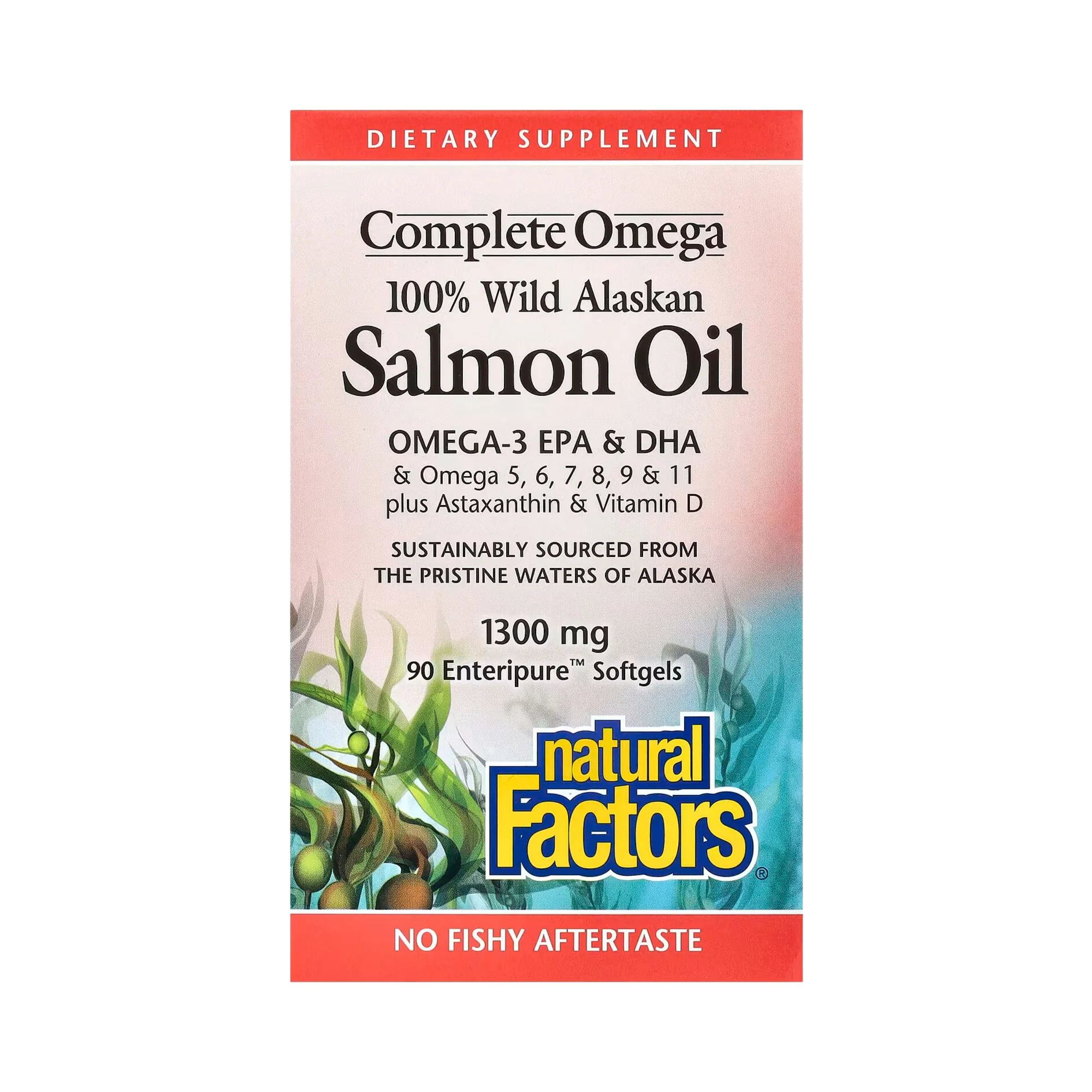 Natural Factors, Complete Omega, 100% Wild Alaskan Salmon Oil, 1,300 Mg, 90 Enteripure Softgels