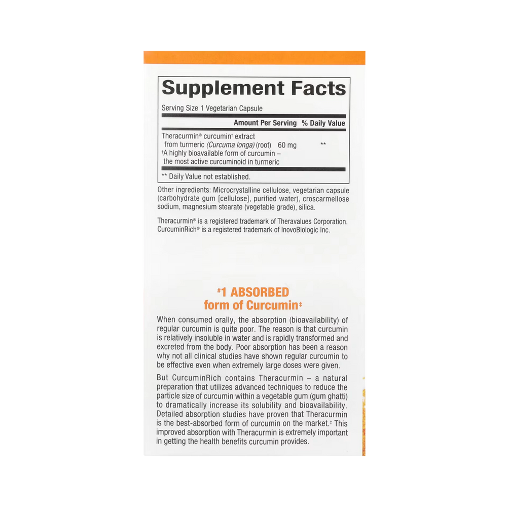 Natural Factors, CurcuminRich, Double Strength Theracurmin, 120 Vegetarian Capsules