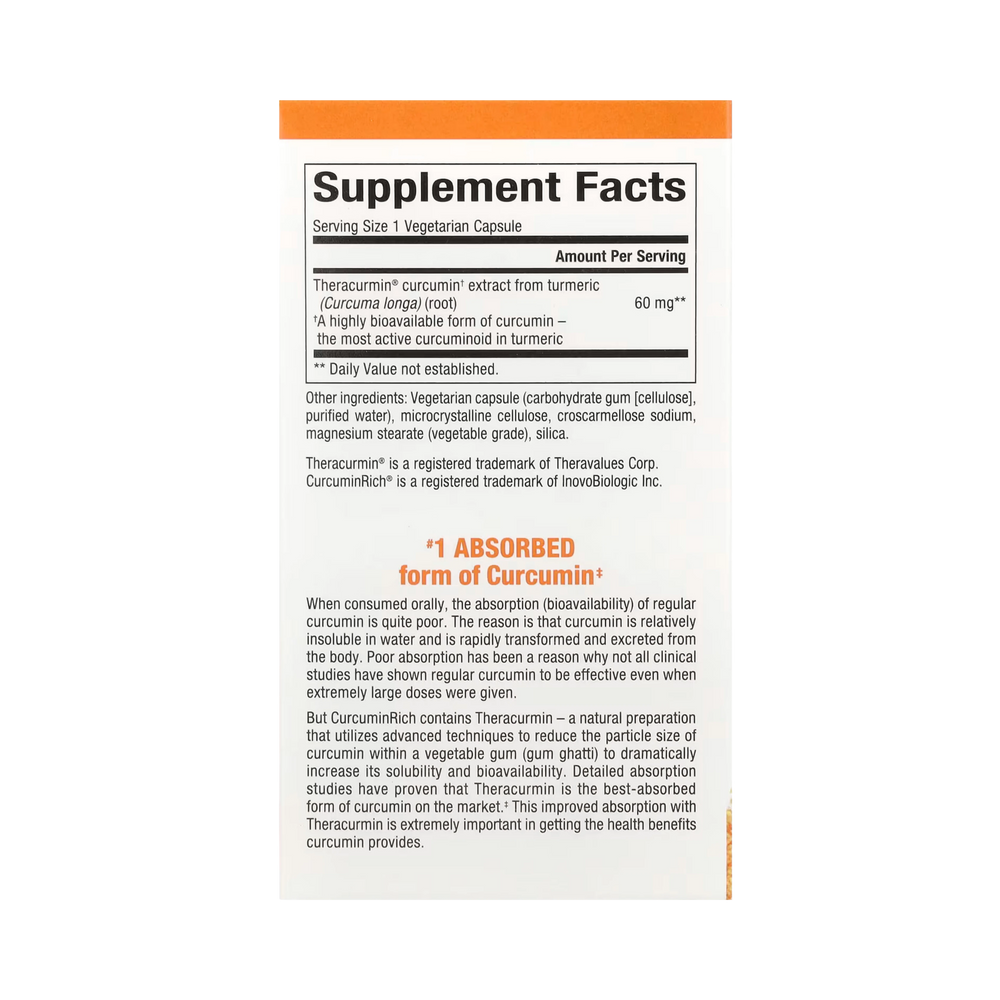 Natural Factors, CurcuminRich, Double Strength Theracurmin, 60 Vegetarian Capsules