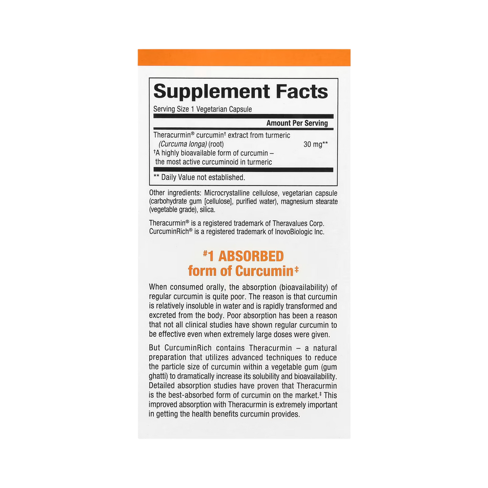 Natural Factors, CurcuminRich, Theracurmin, 120 Vegetarian Capsules