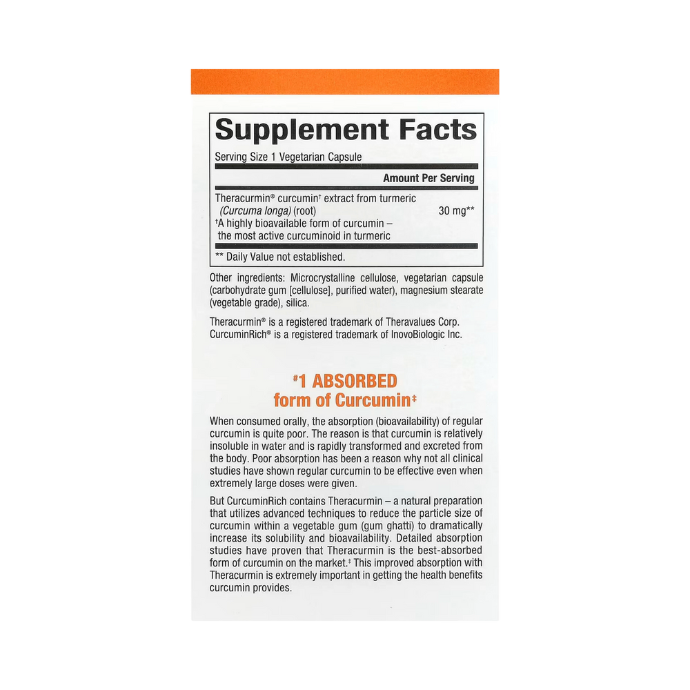 Natural Factors, CurcuminRich, Theracurmin, 30 Vegetarian Capsules