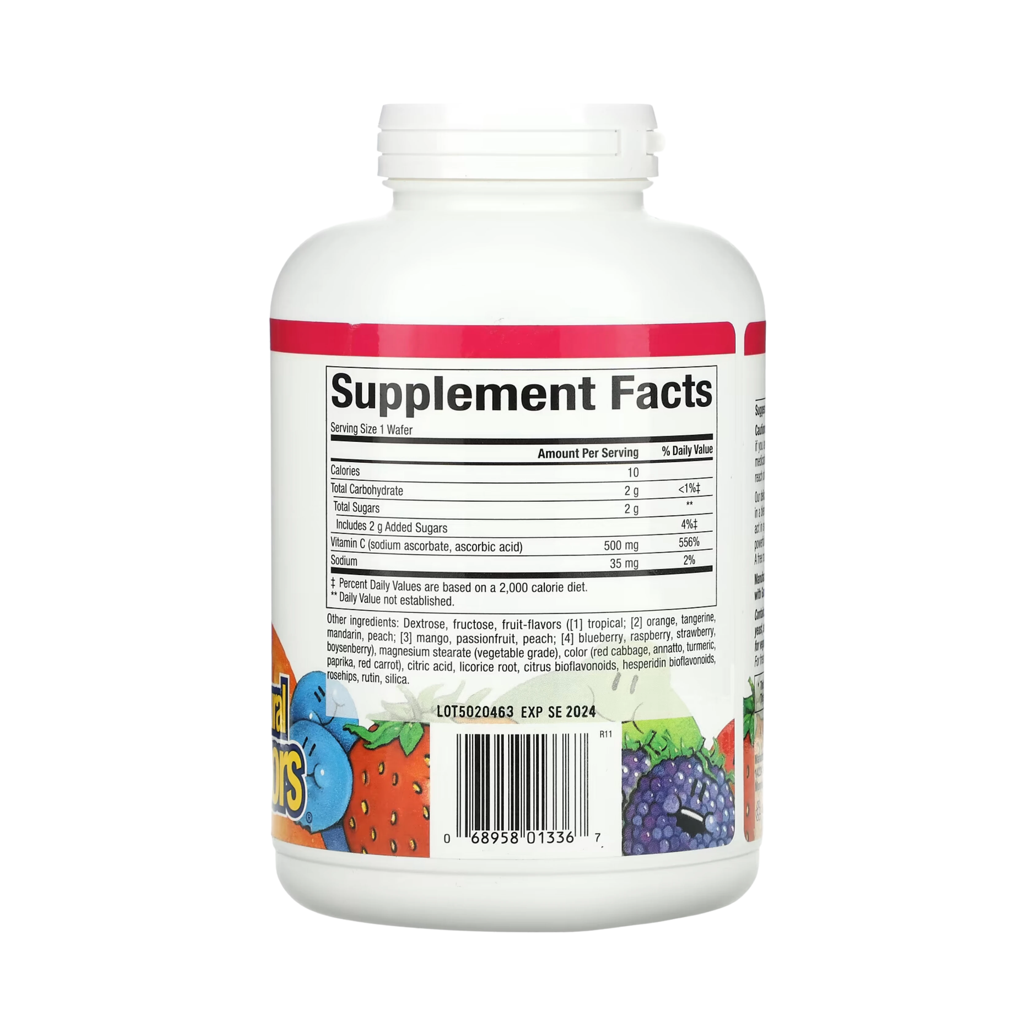 Natural Factors, Fruit-Flavor Chew Vitamin C, Four Mixed Fruit Flavors, 500 Mg, 180 Chewable Wafers