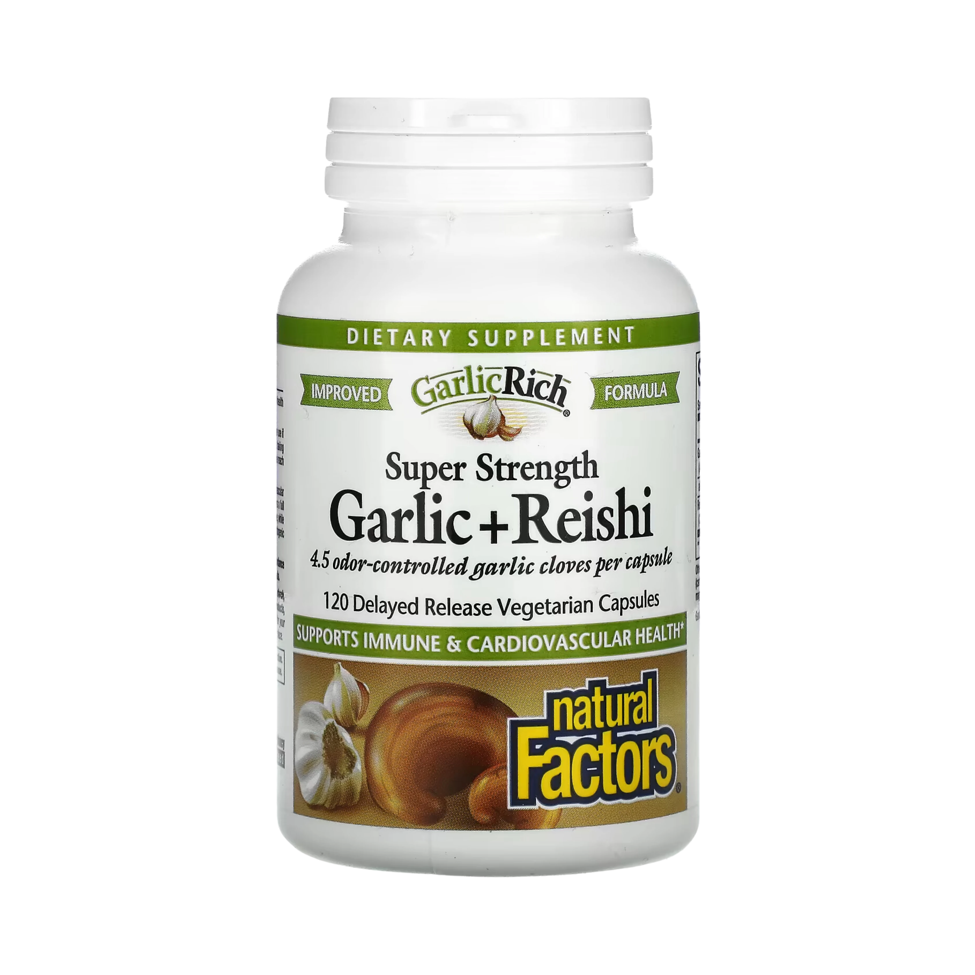 Natural Factors, GarlicRich, Super Strength Garlic + Reishi, 120 Delayed Release Vegetarian Capsules