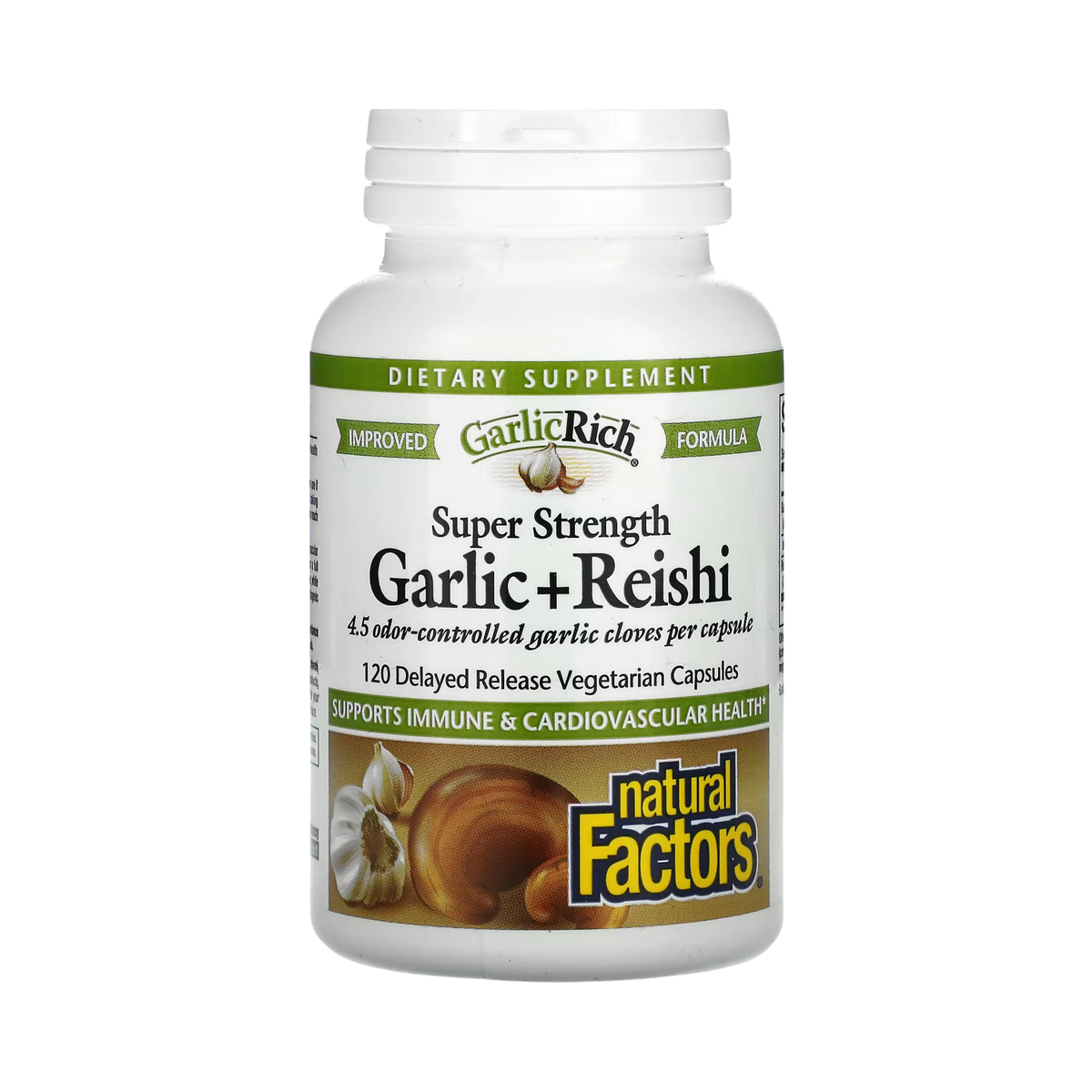 Natural Factors, GarlicRich, Super Strength Garlic + Reishi, 120 Delayed Release Vegetarian Capsules