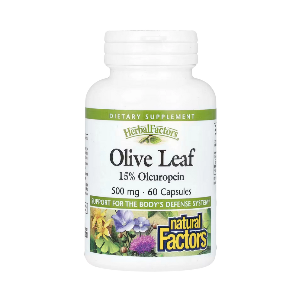 Natural Factors, HerbalFactors, Olive Leaf, 500 Mg, 60 Capsules
