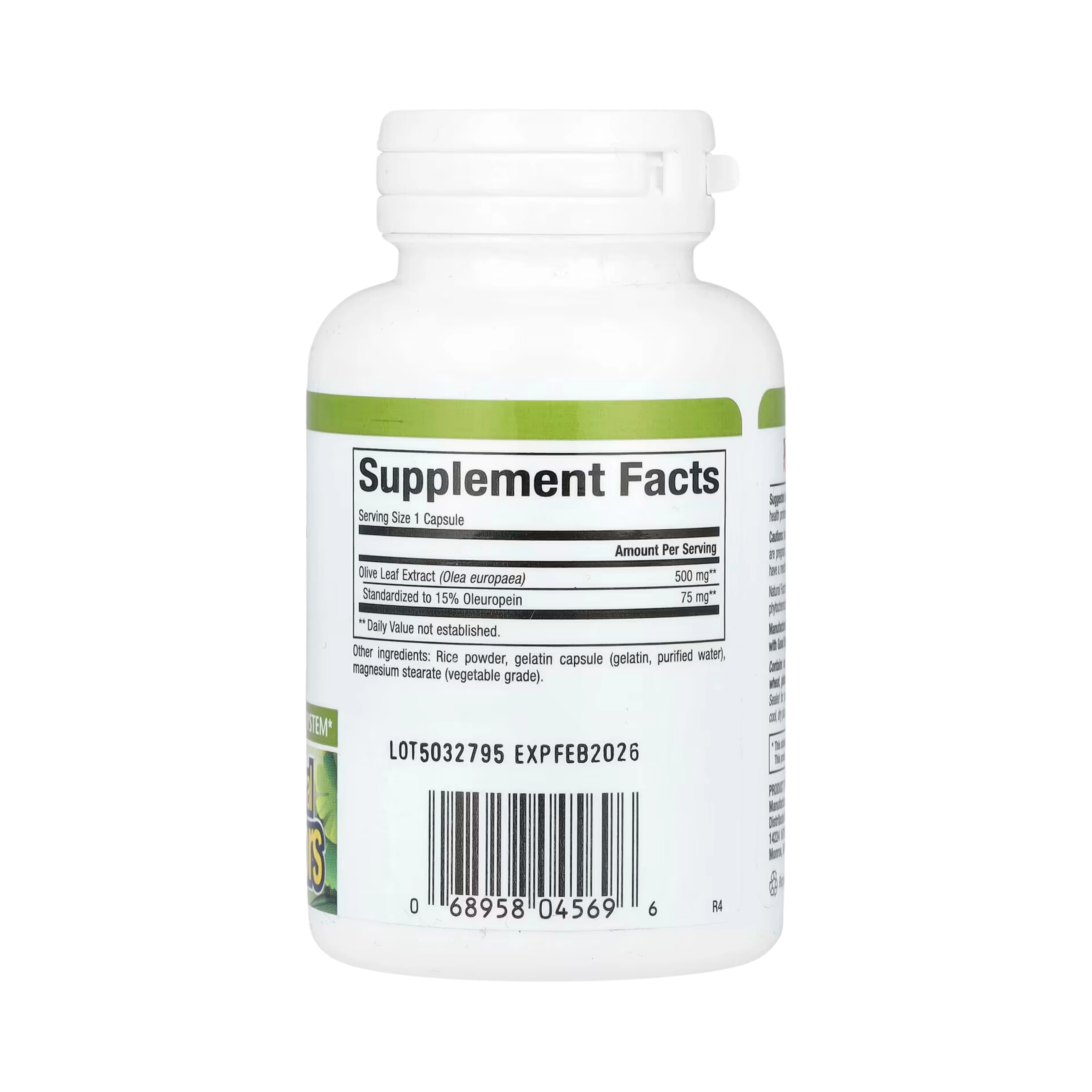 Natural Factors, HerbalFactors, Olive Leaf, 500 Mg, 60 Capsules