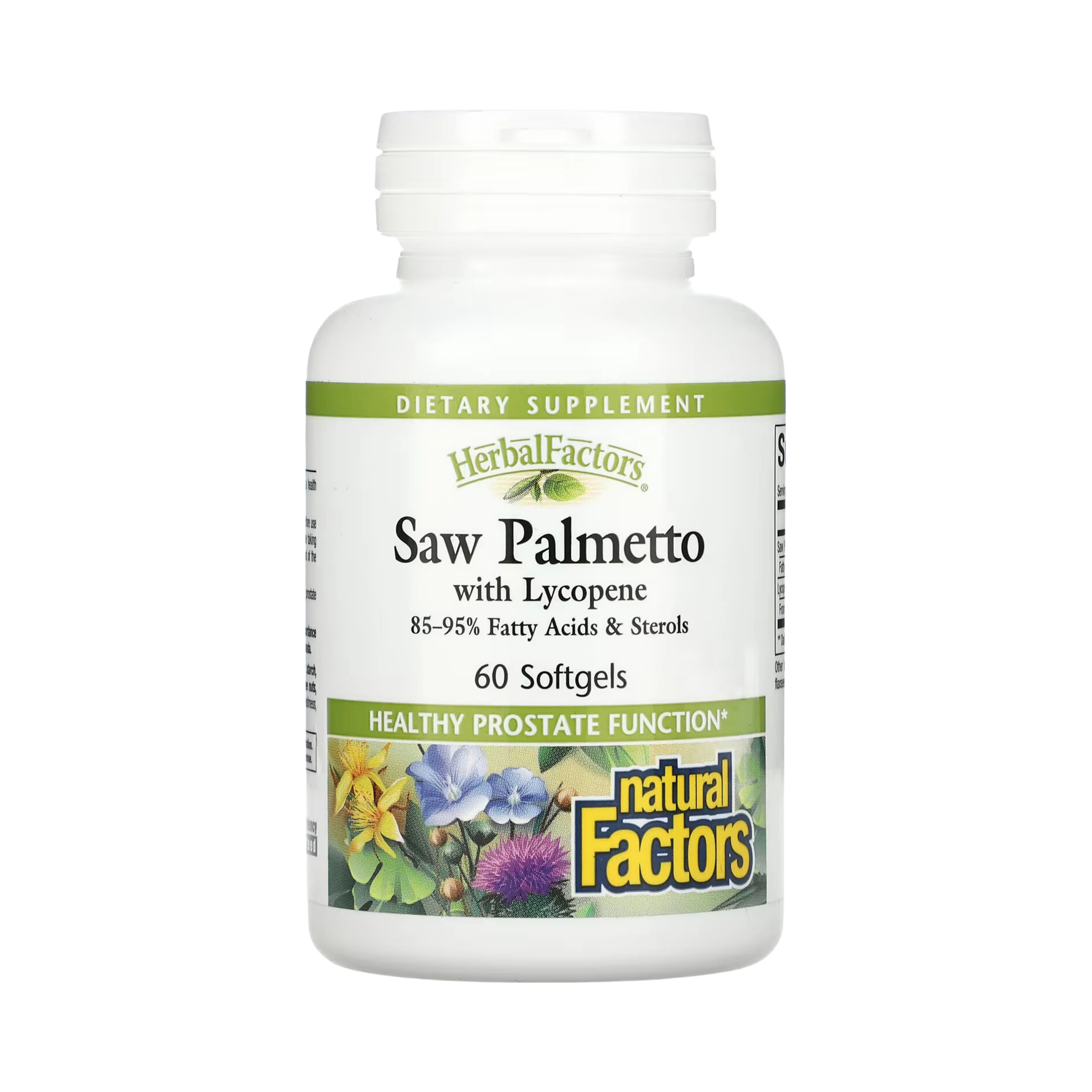 Natural Factors, HerbalFactors, Saw Palmetto with Lycopene, 60 Softgels