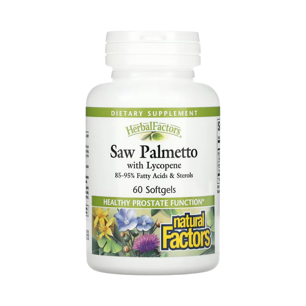 Natural Factors, HerbalFactors, Saw Palmetto with Lycopene, 60 Softgels