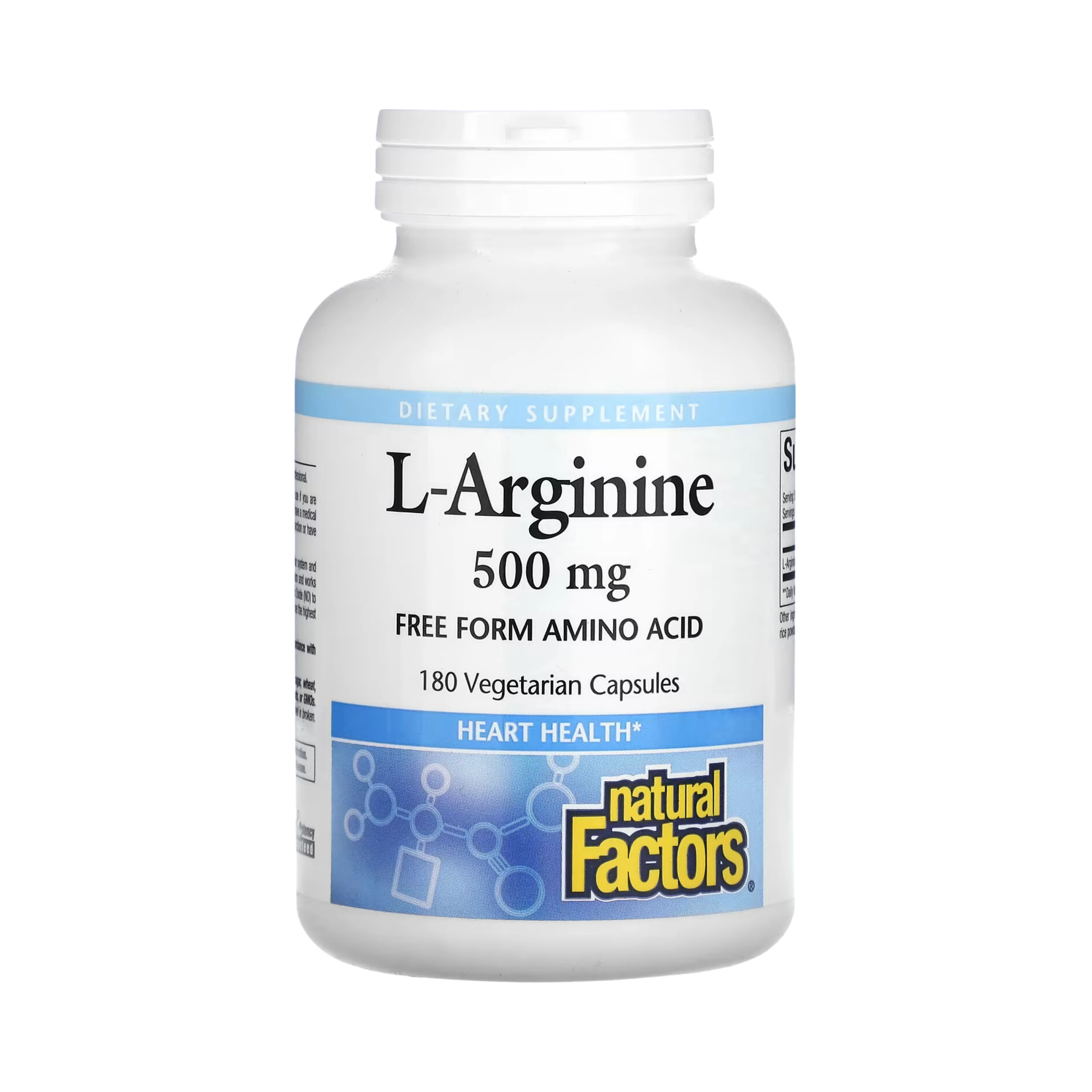 Natural Factors, L-Arginine, 500 Mg, 180 Vegetarian Capsules