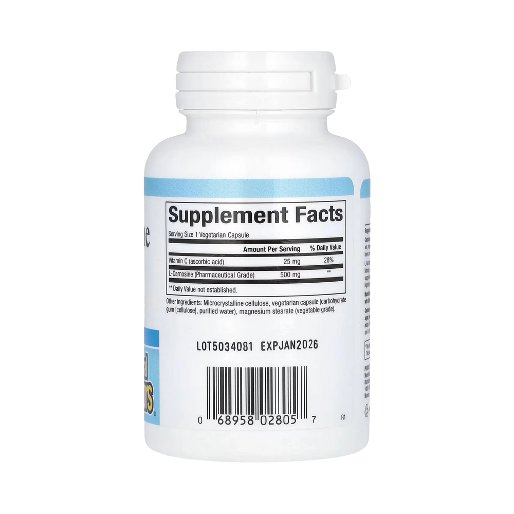 Natural Factors, L-Carnosine, 500 Mg, 60 Vegetarian Capsules