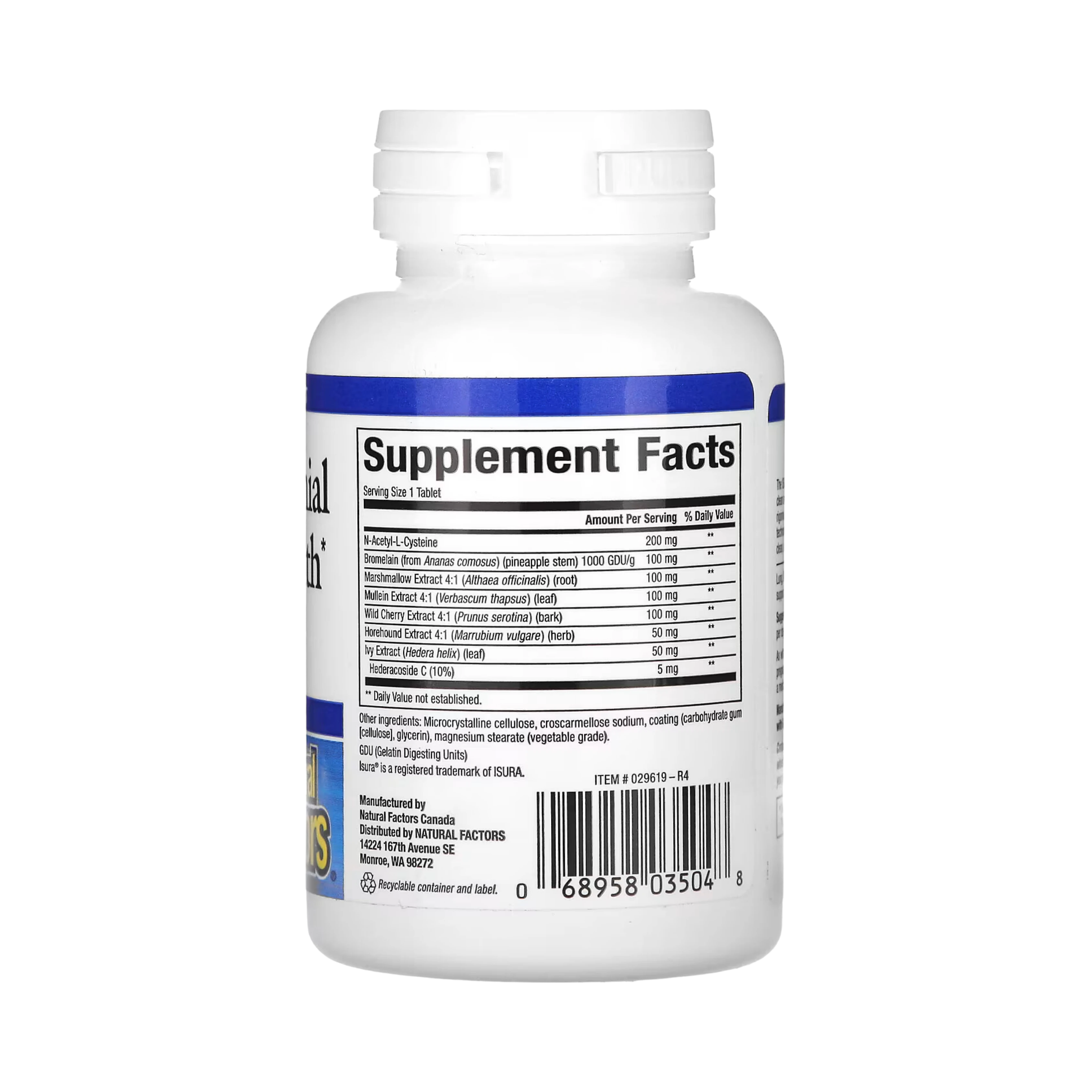 Natural Factors, Lung, Bronchial & Sinus Health, 45 Tablets