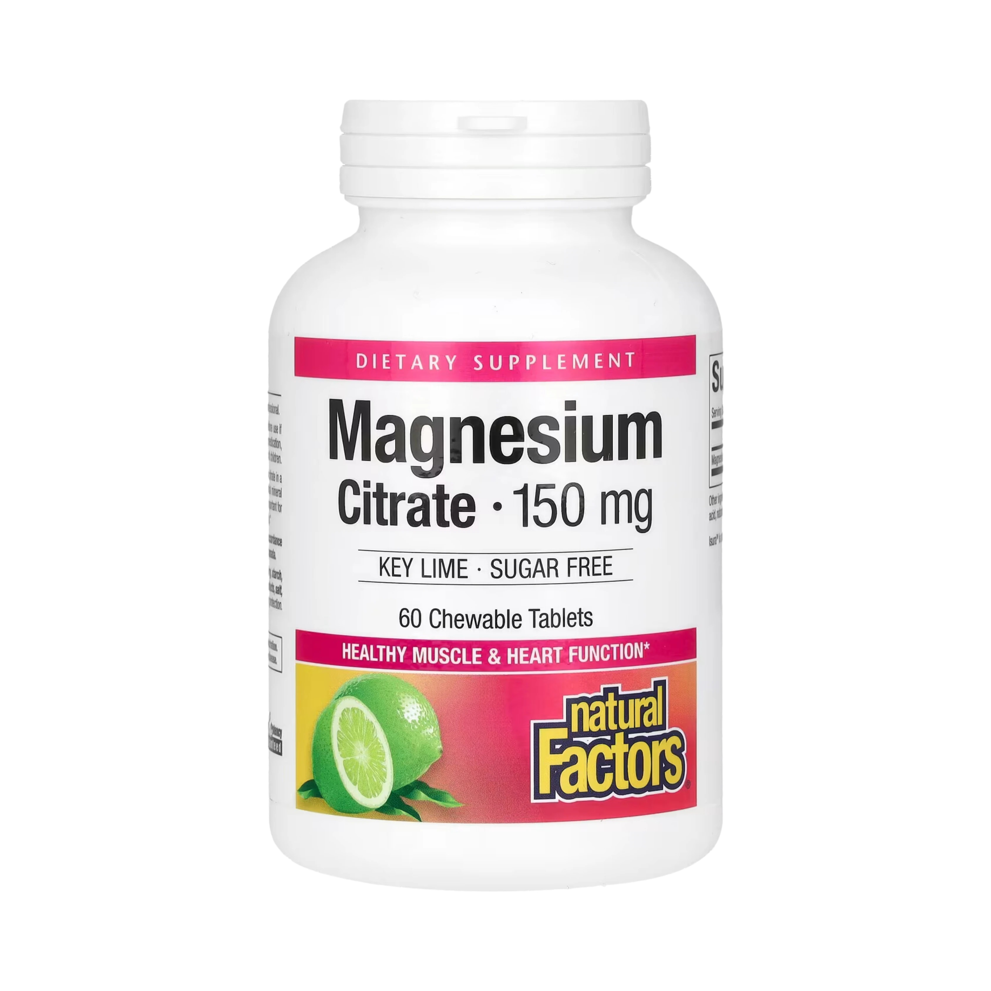 Natural Factors, Magnesium Citrate, Key Lime, 150 Mg, 60 Chewable Tablets