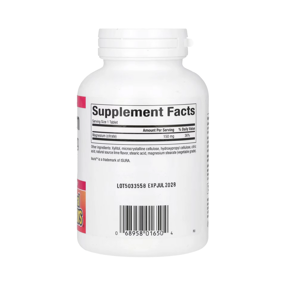 Natural Factors, Magnesium Citrate, Key Lime, 150 Mg, 60 Chewable Tablets