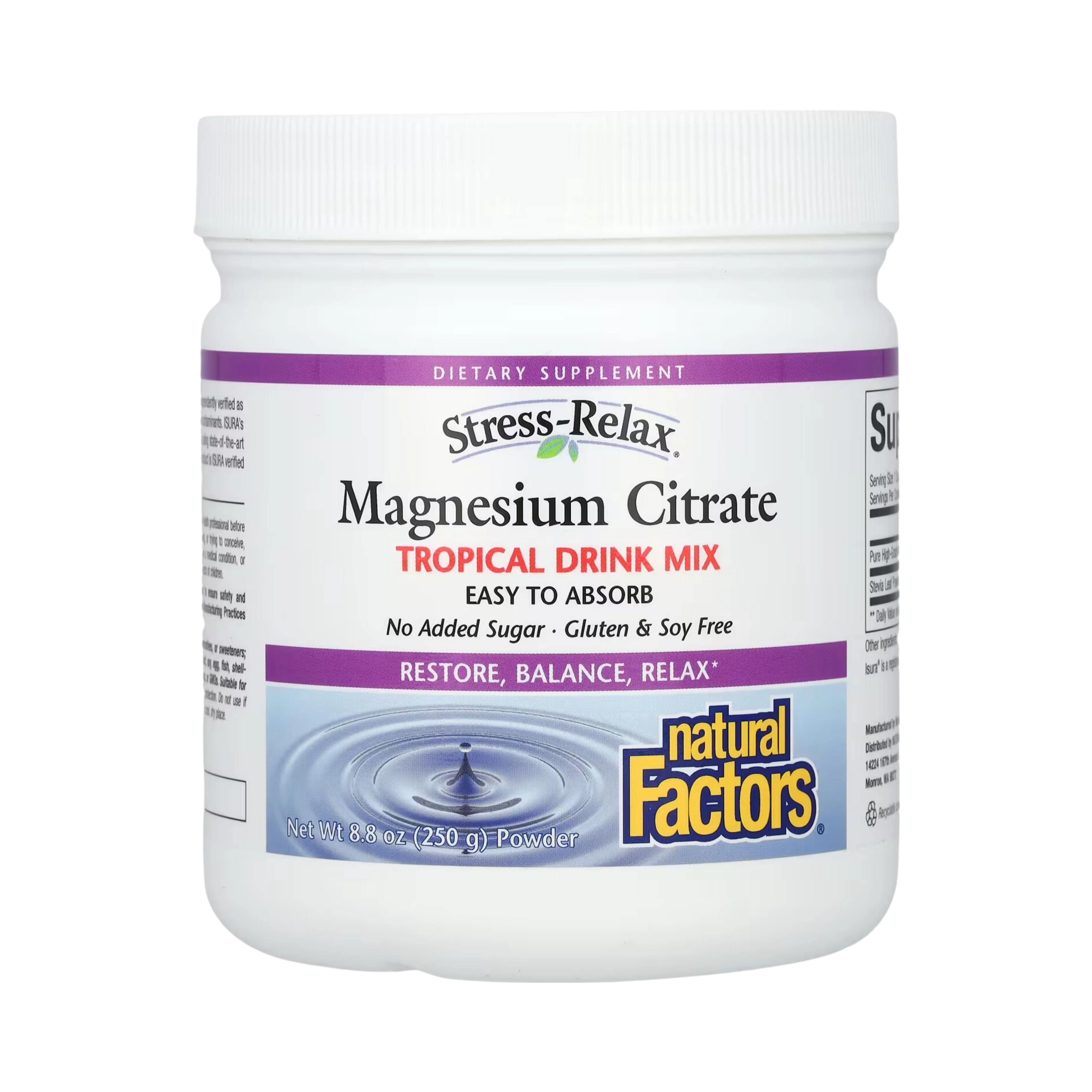 Natural Factors, Magnesium Citrate, Tropical Drink Mix, 8.8 Oz