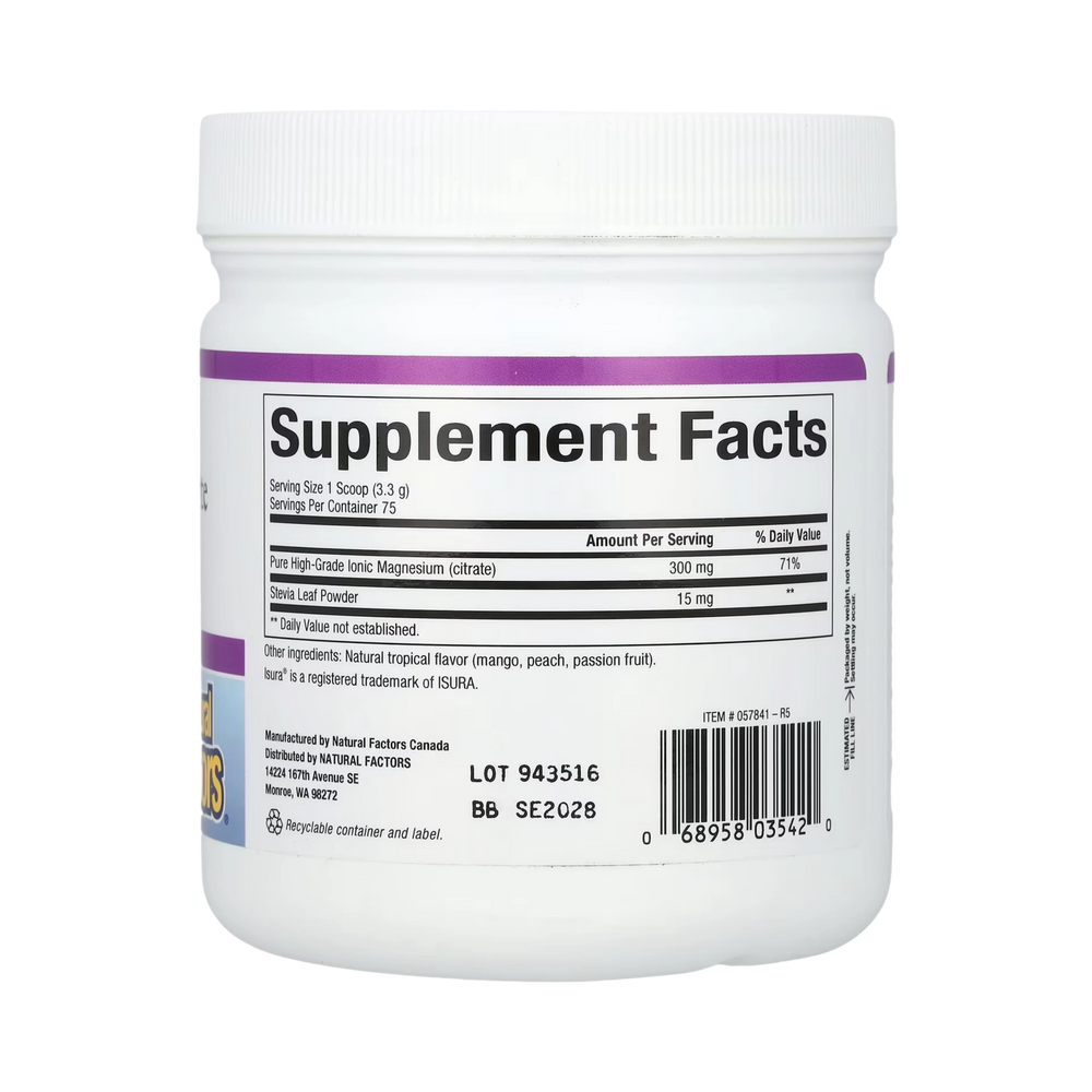 Natural Factors, Magnesium Citrate, Tropical Drink Mix, 8.8 Oz