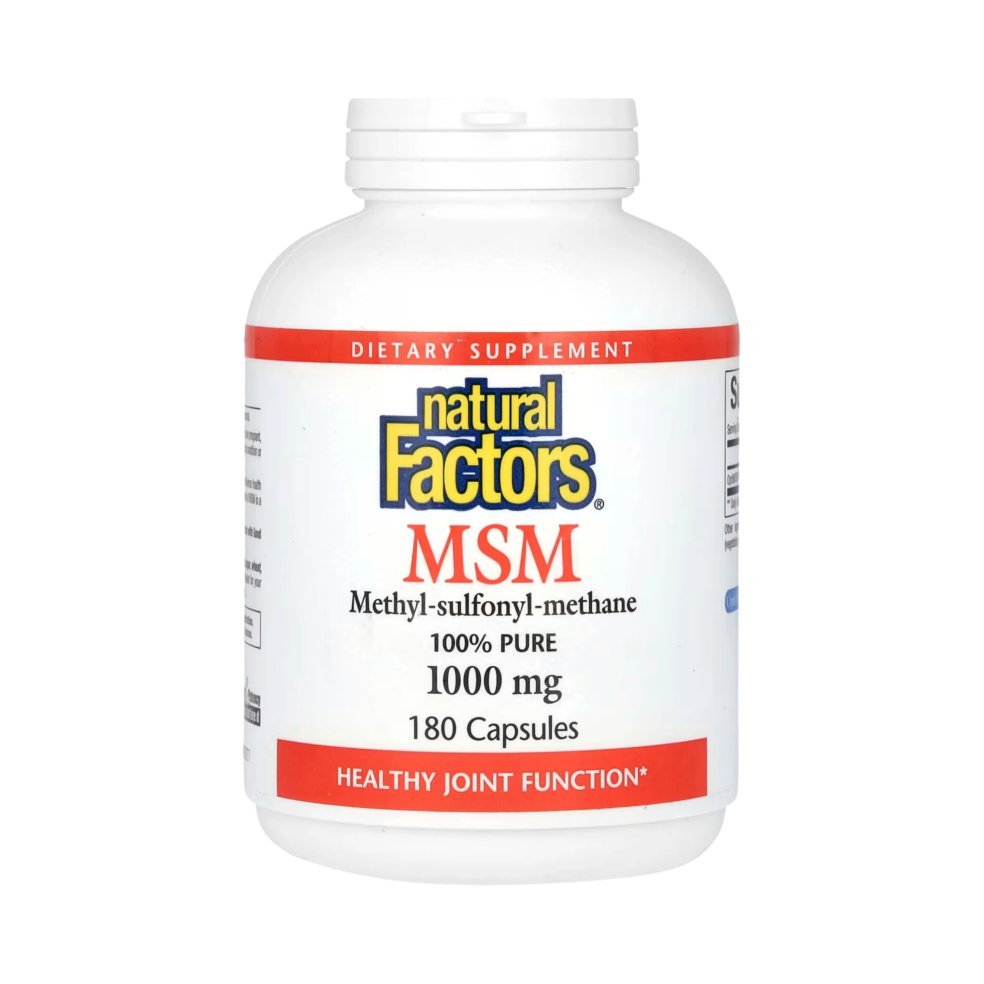 Natural Factors, MSM, Methyl-Sulfonyl-Methane, 1,000 Mg, 180 Capsules