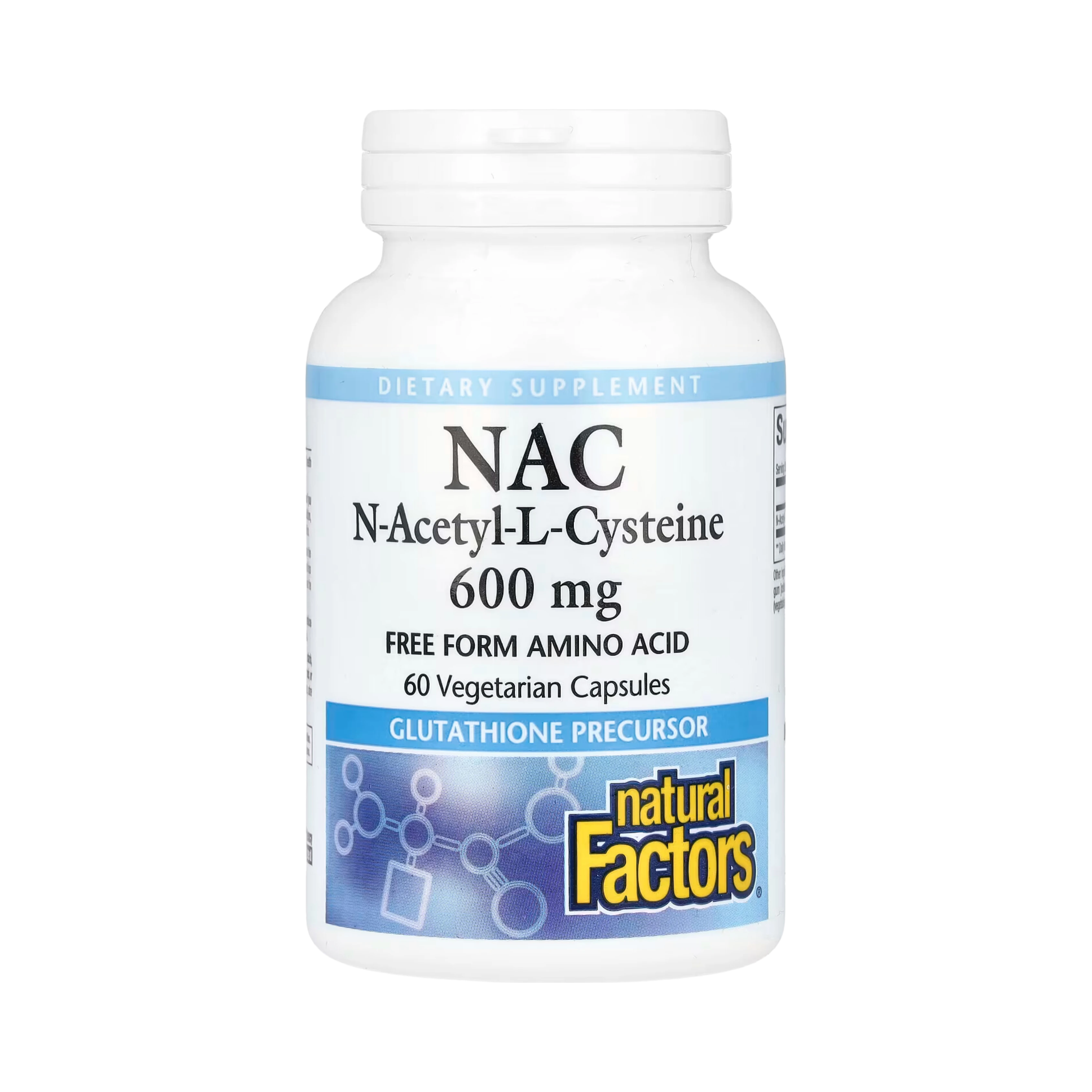 Natural Factors, NAC, N-Acetyl-L-Cysteine, 600 Mg, 60 Vegetarian Capsules